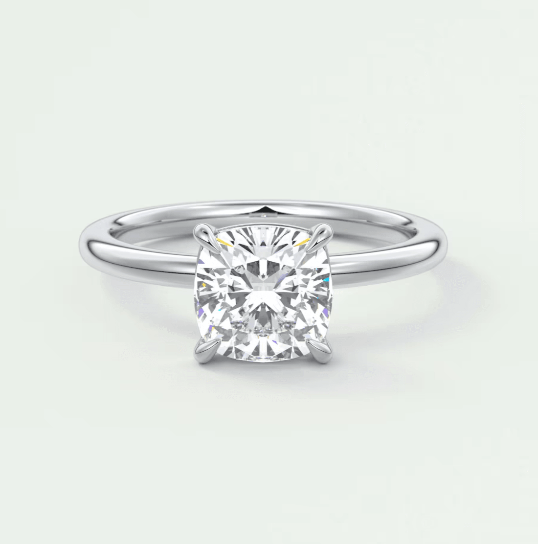 Luna Cushion Solitaire Ring – Lab Diamond or Moissanite