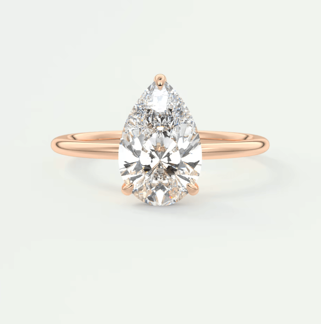 Luna Pear Solitaire Ring – Lab Diamond or Moissanite