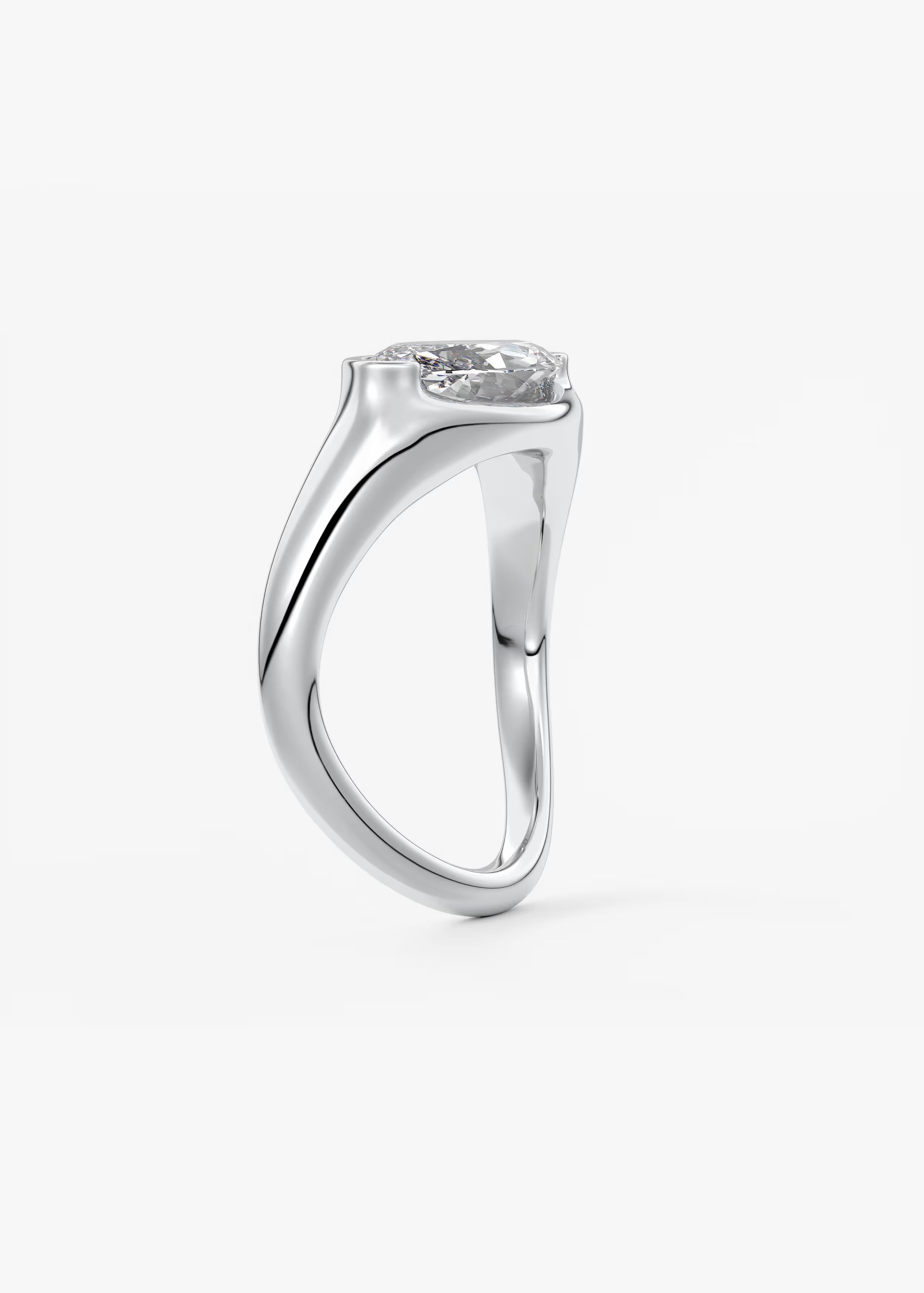 Lyra – East-West Half Bezel Marquise Engagement Ring