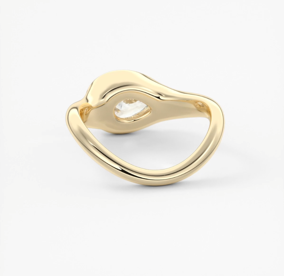 Lyra – East-West Half Bezel Pear Engagement Ring