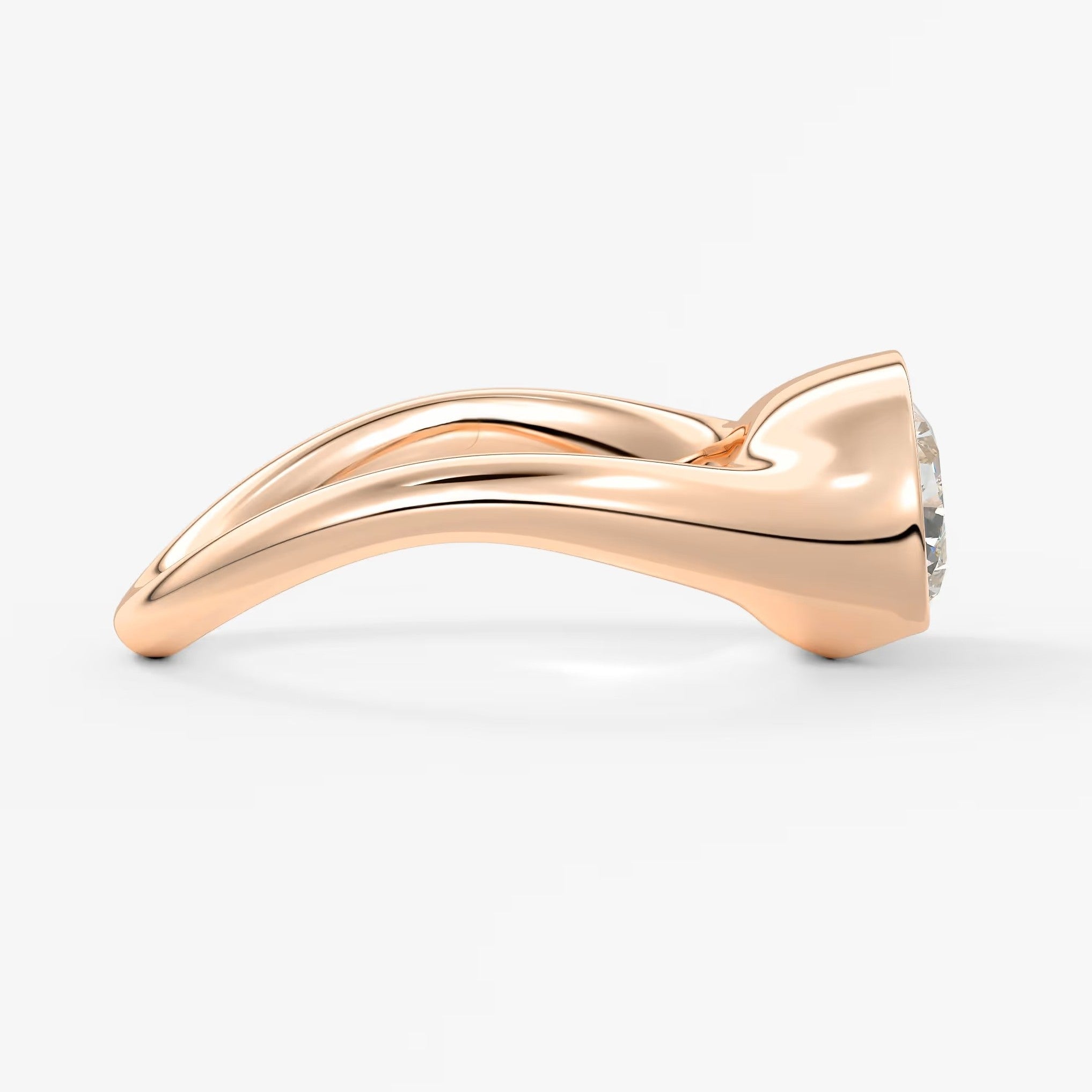 Lyra – east-west half bezel elongated cushion engagement ring