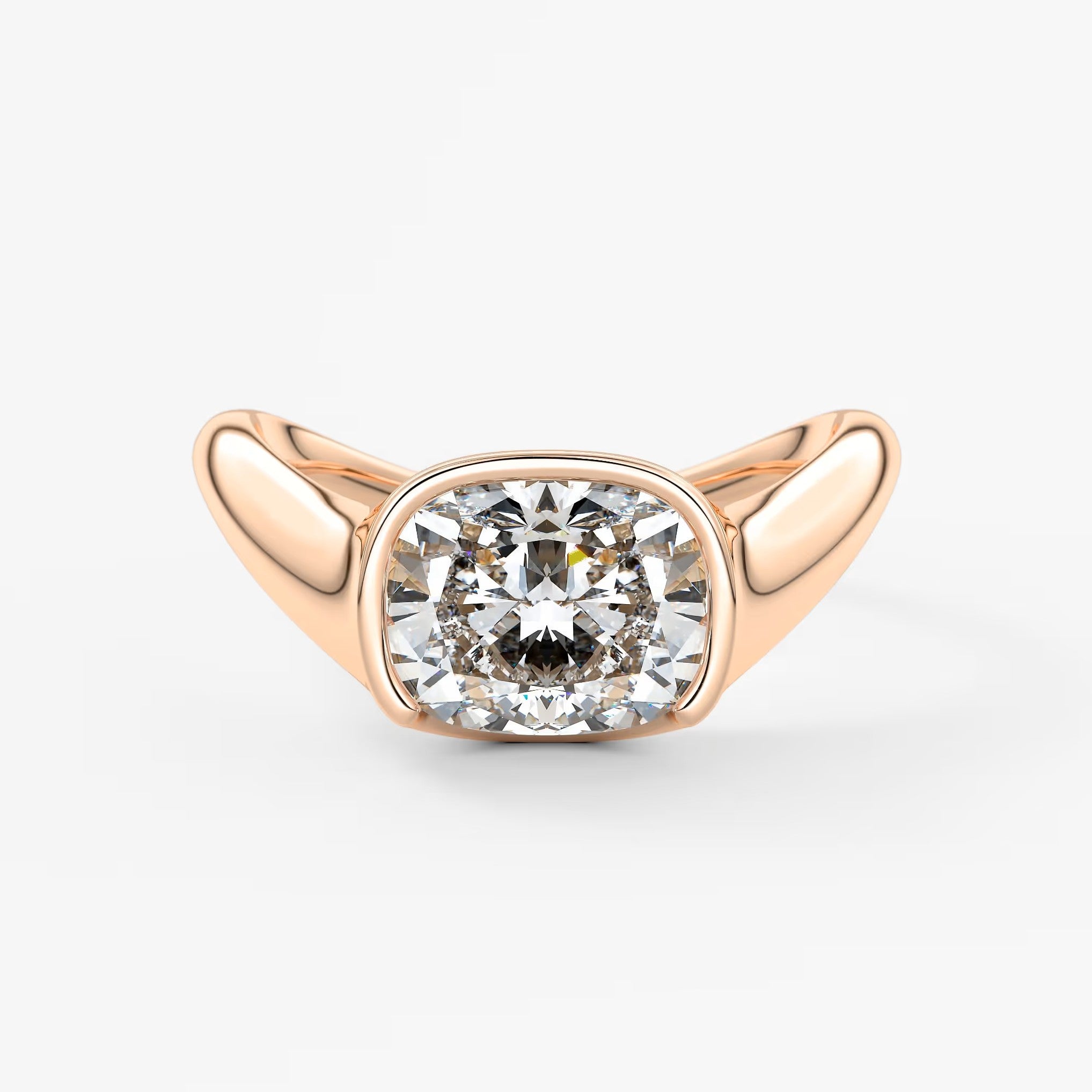 Lyra – east-west half bezel elongated cushion engagement ring