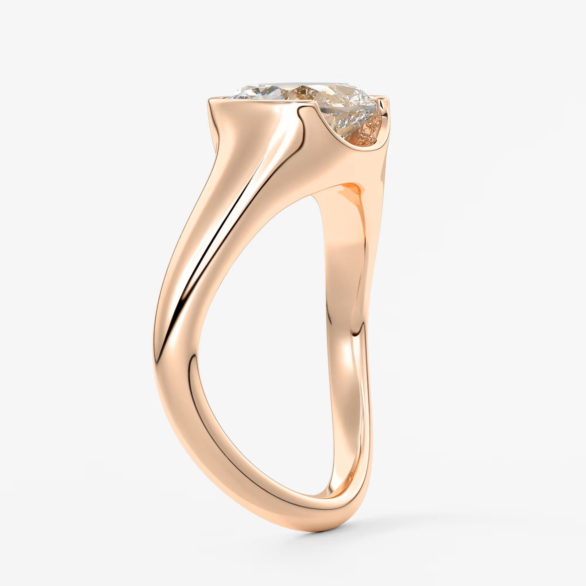 Lyra – east-west half bezel elongated cushion engagement ring