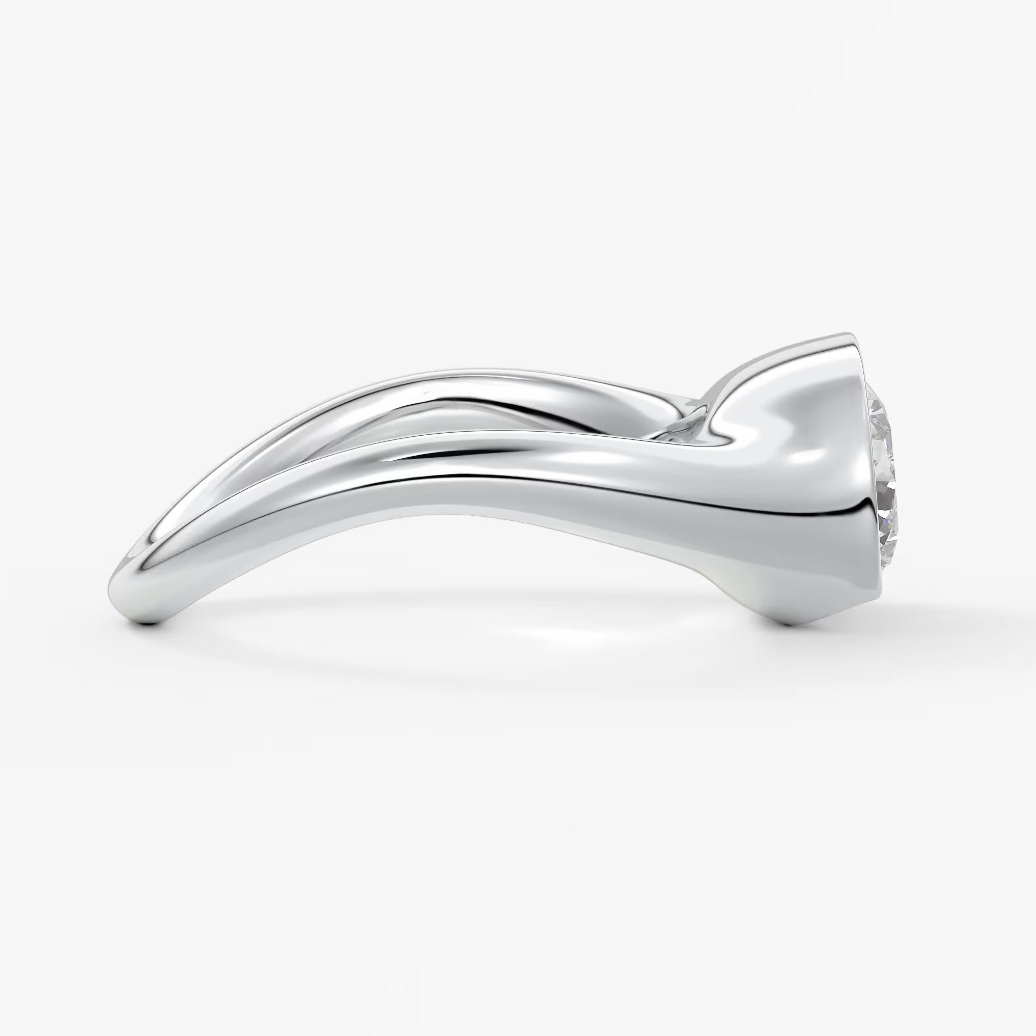 Lyra – east-west half bezel elongated cushion engagement ring
