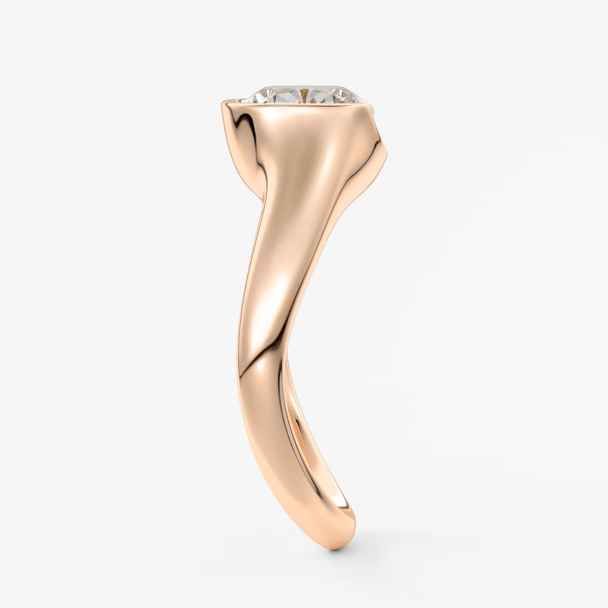 Lyra – east-west half bezel elongated cushion engagement ring