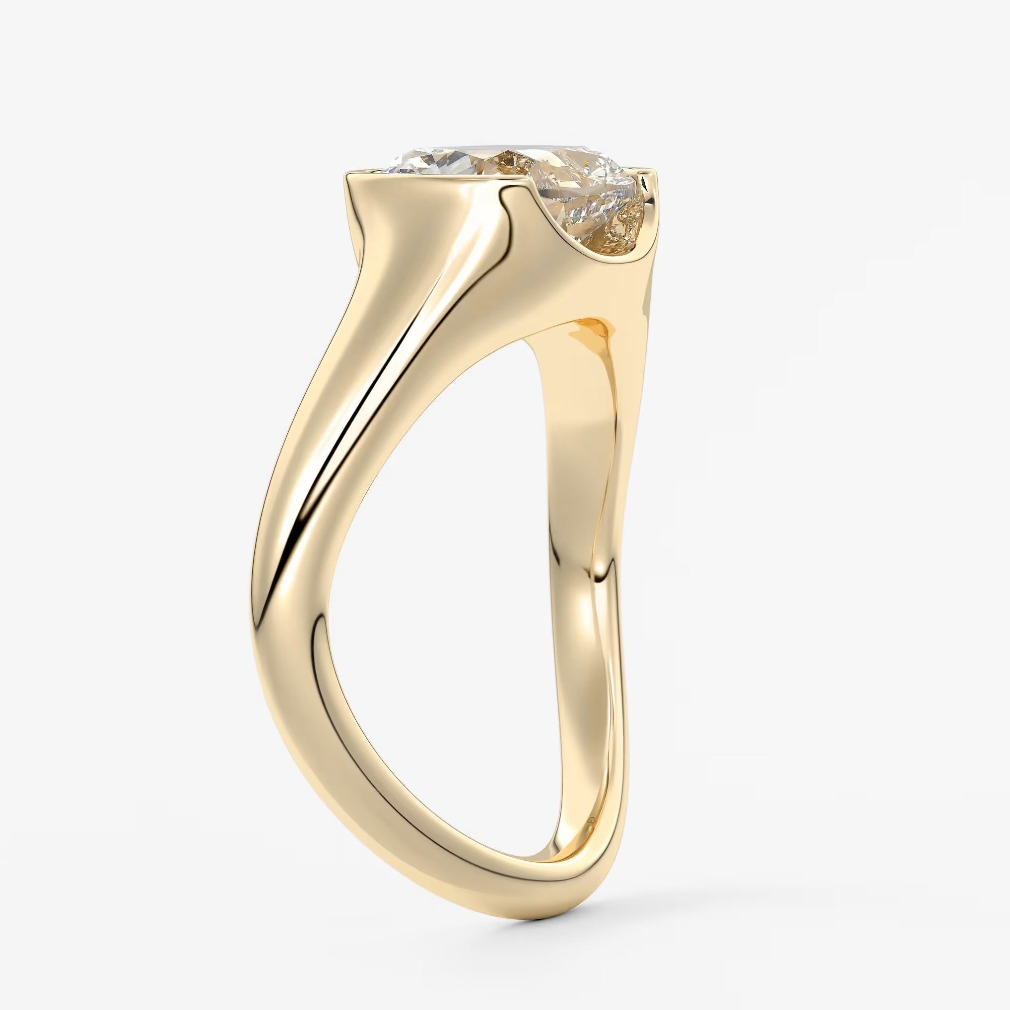 Lyra – east-west half bezel elongated cushion engagement ring