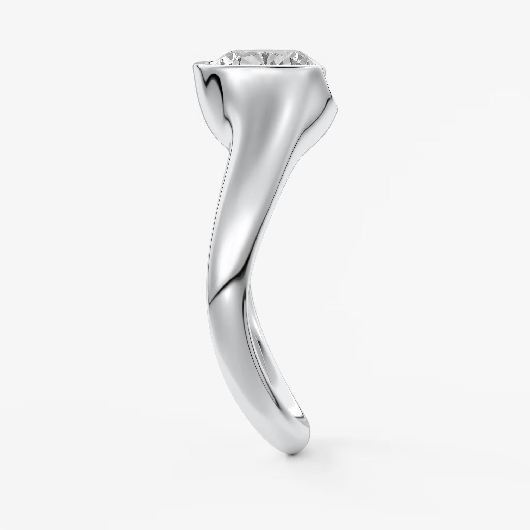 Lyra – east-west half bezel elongated cushion engagement ring