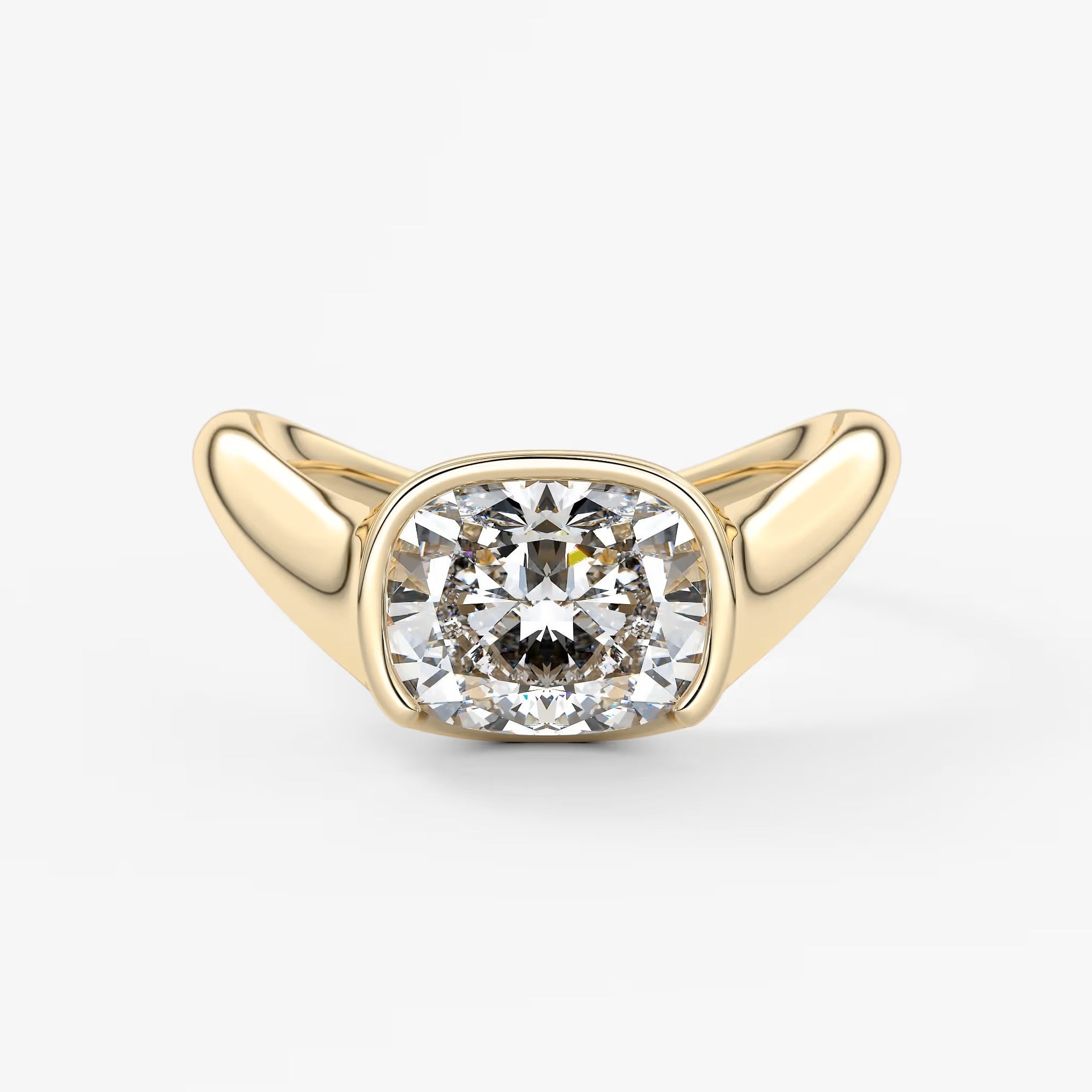 Lyra – east-west half bezel elongated cushion engagement ring