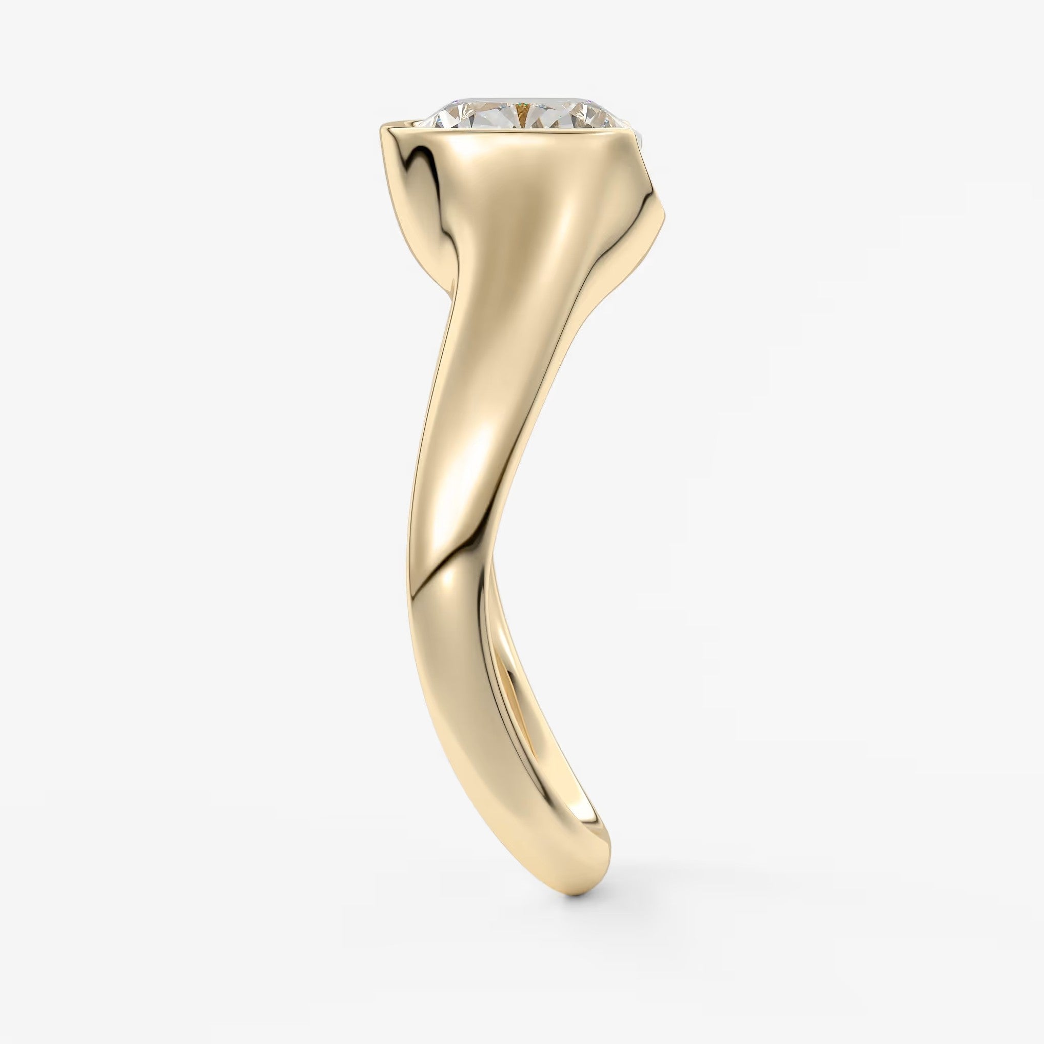 Lyra – east-west half bezel elongated cushion engagement ring