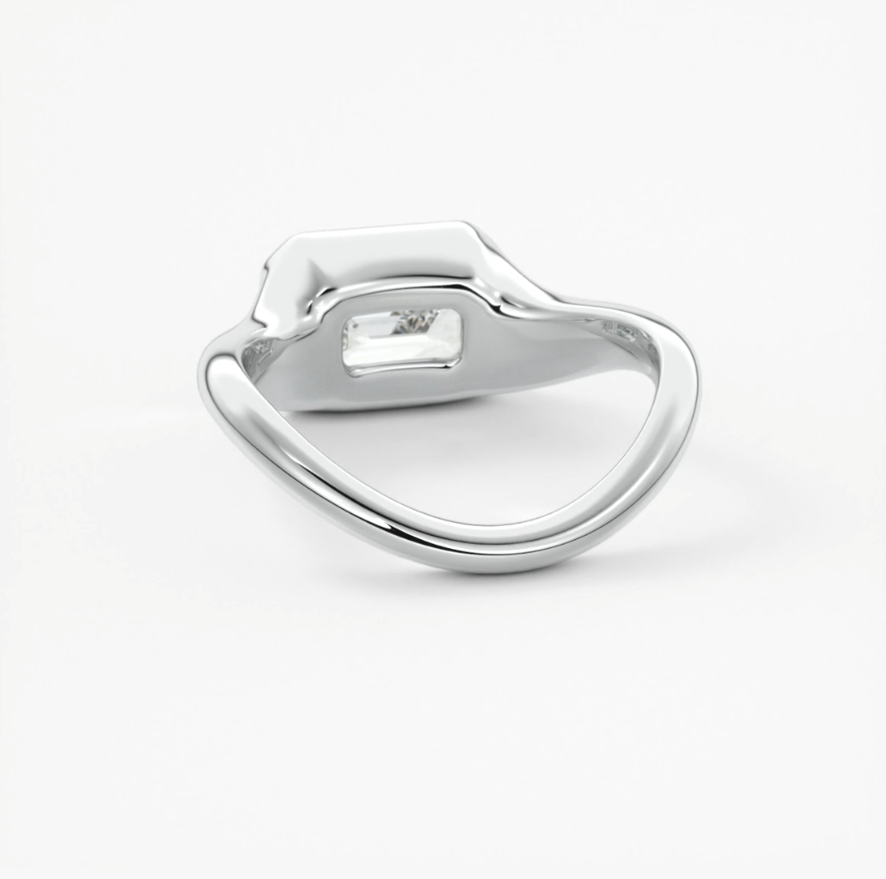 Lyra – east-west half bezel emerald engagement ring