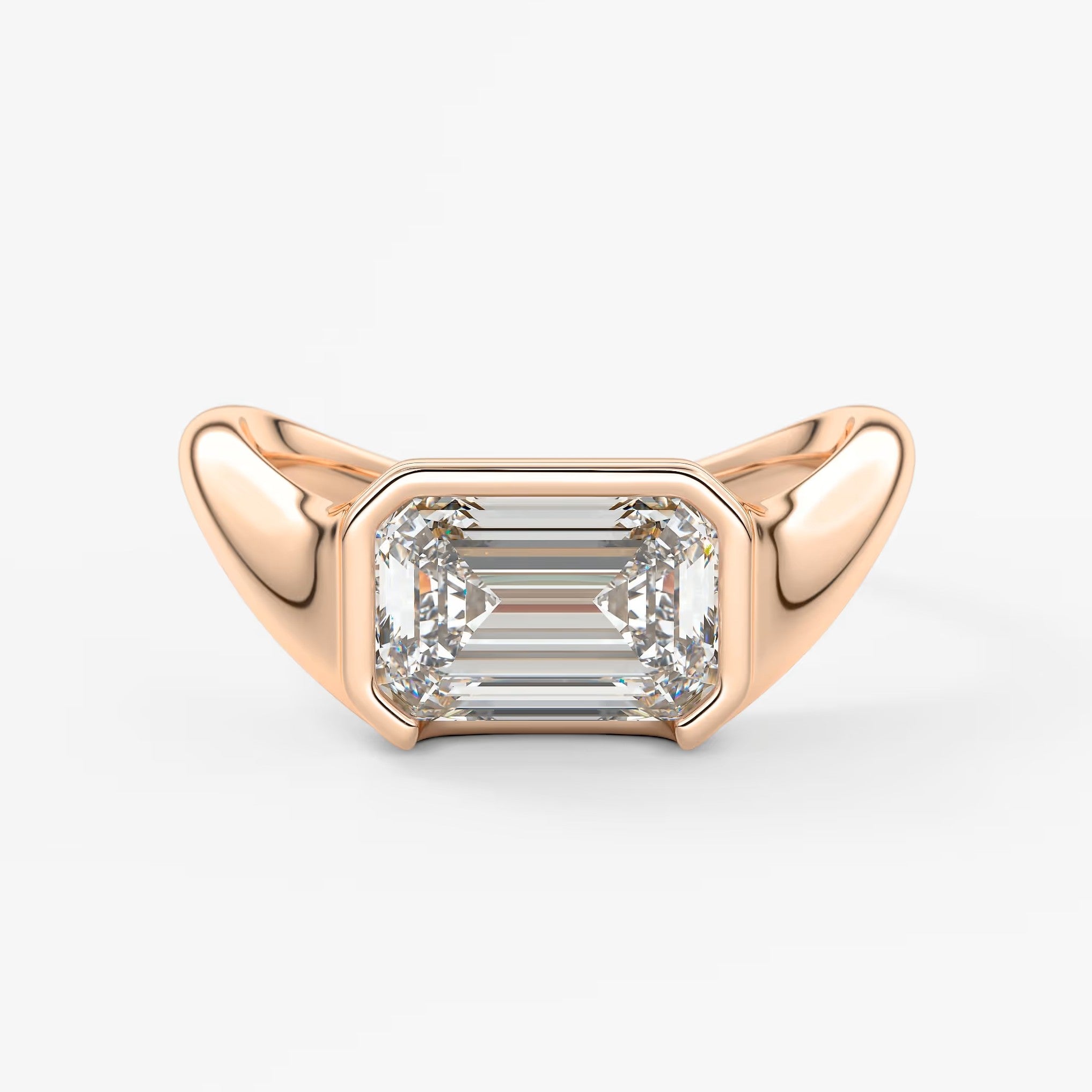Lyra – east-west half bezel emerald engagement ring