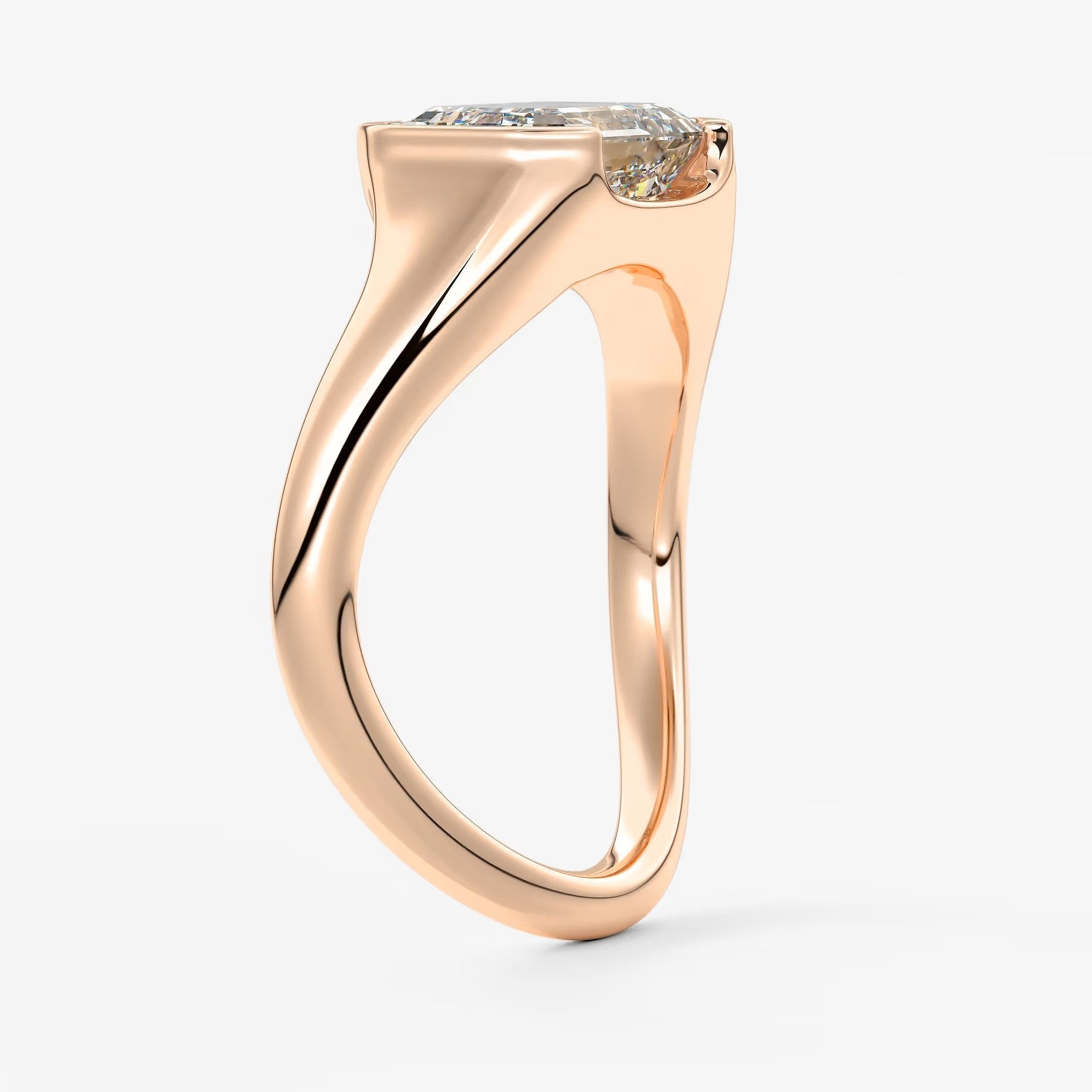 Lyra – east-west half bezel emerald engagement ring