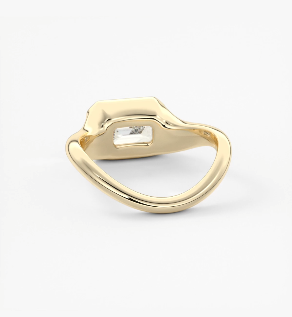 Lyra – east-west half bezel emerald engagement ring