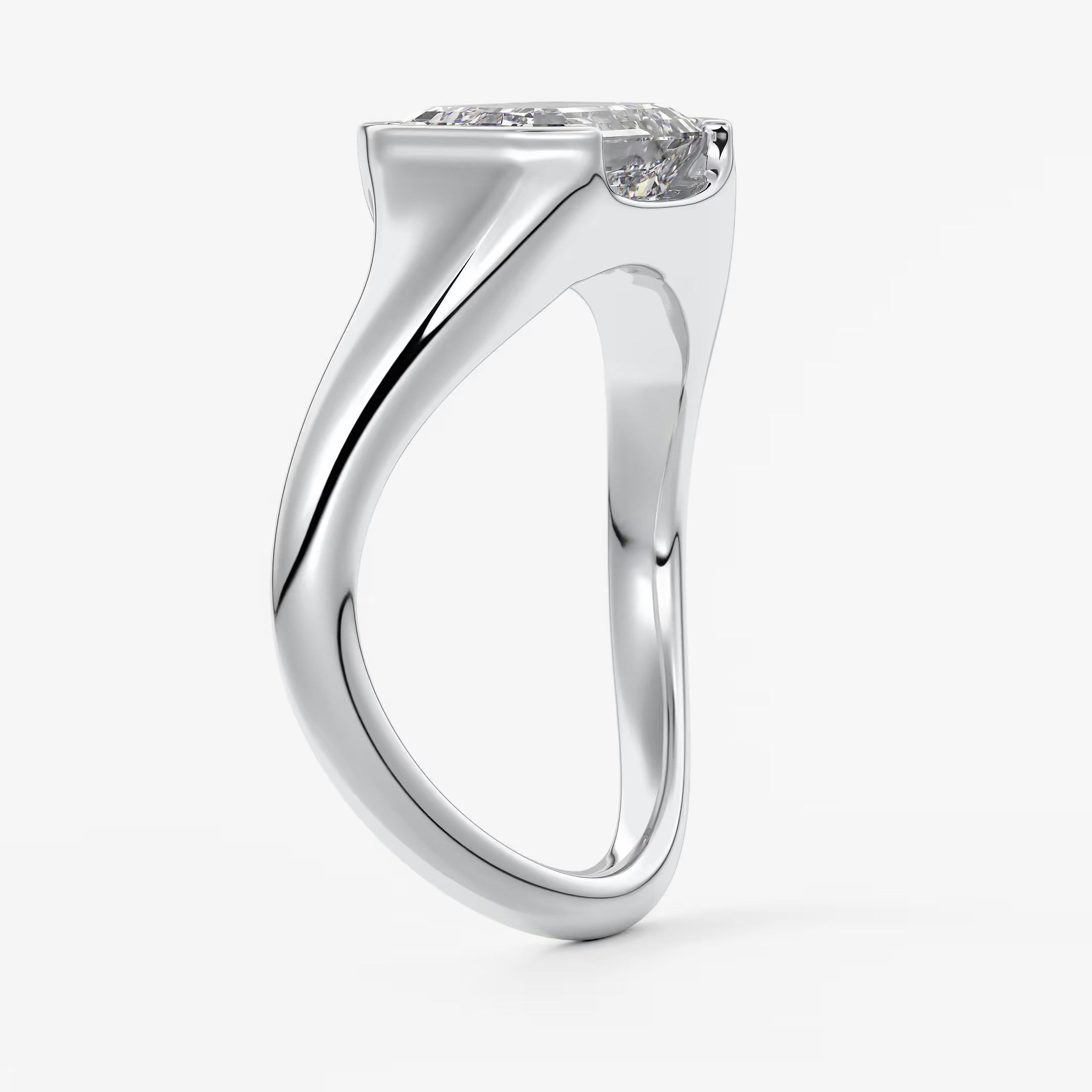 Lyra – east-west half bezel emerald engagement ring