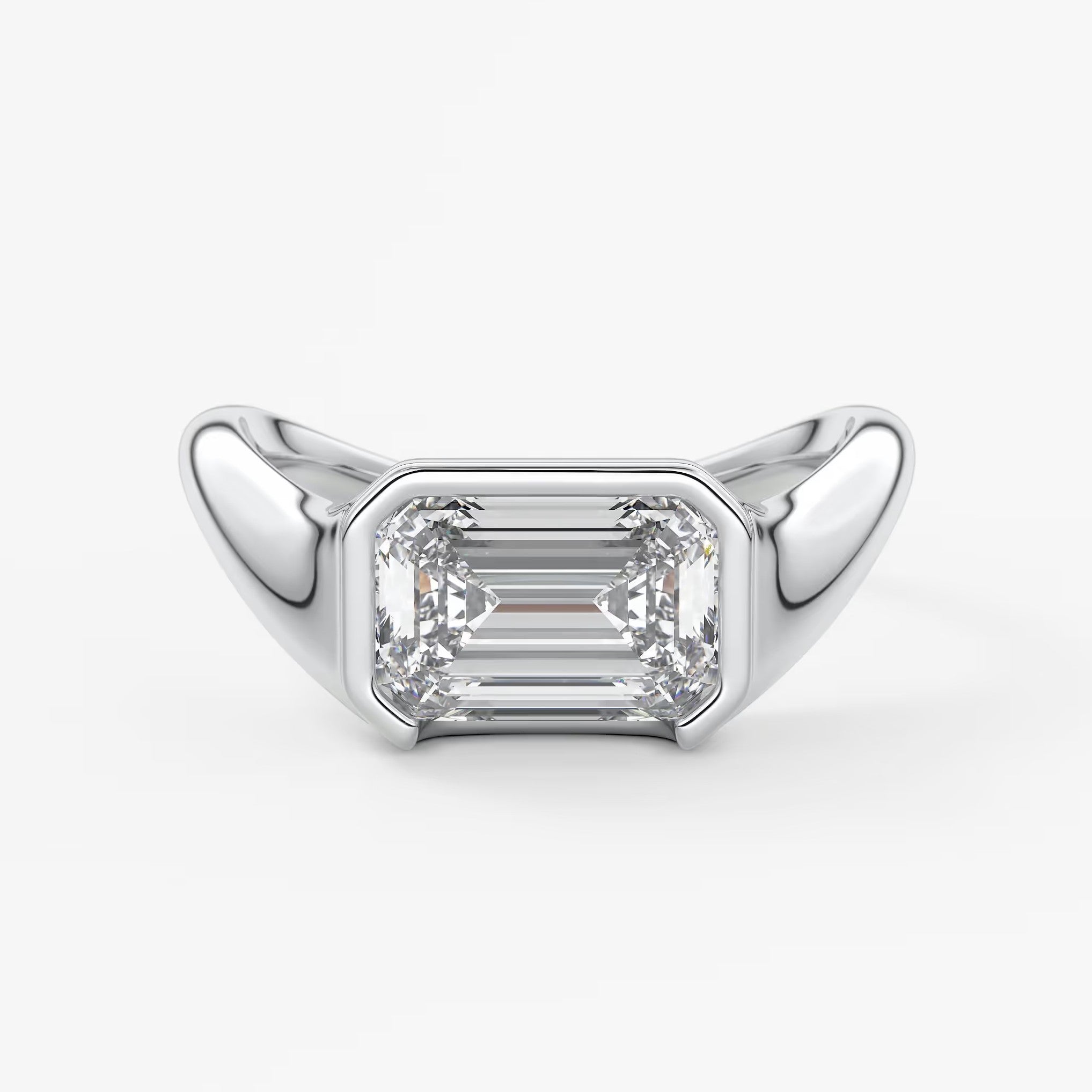Lyra – east-west half bezel emerald engagement ring