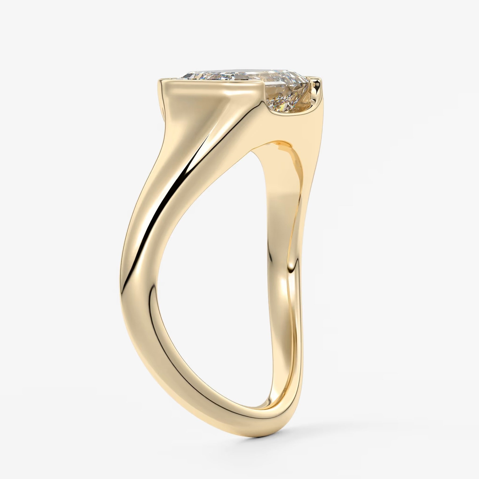Lyra – east-west half bezel emerald engagement ring