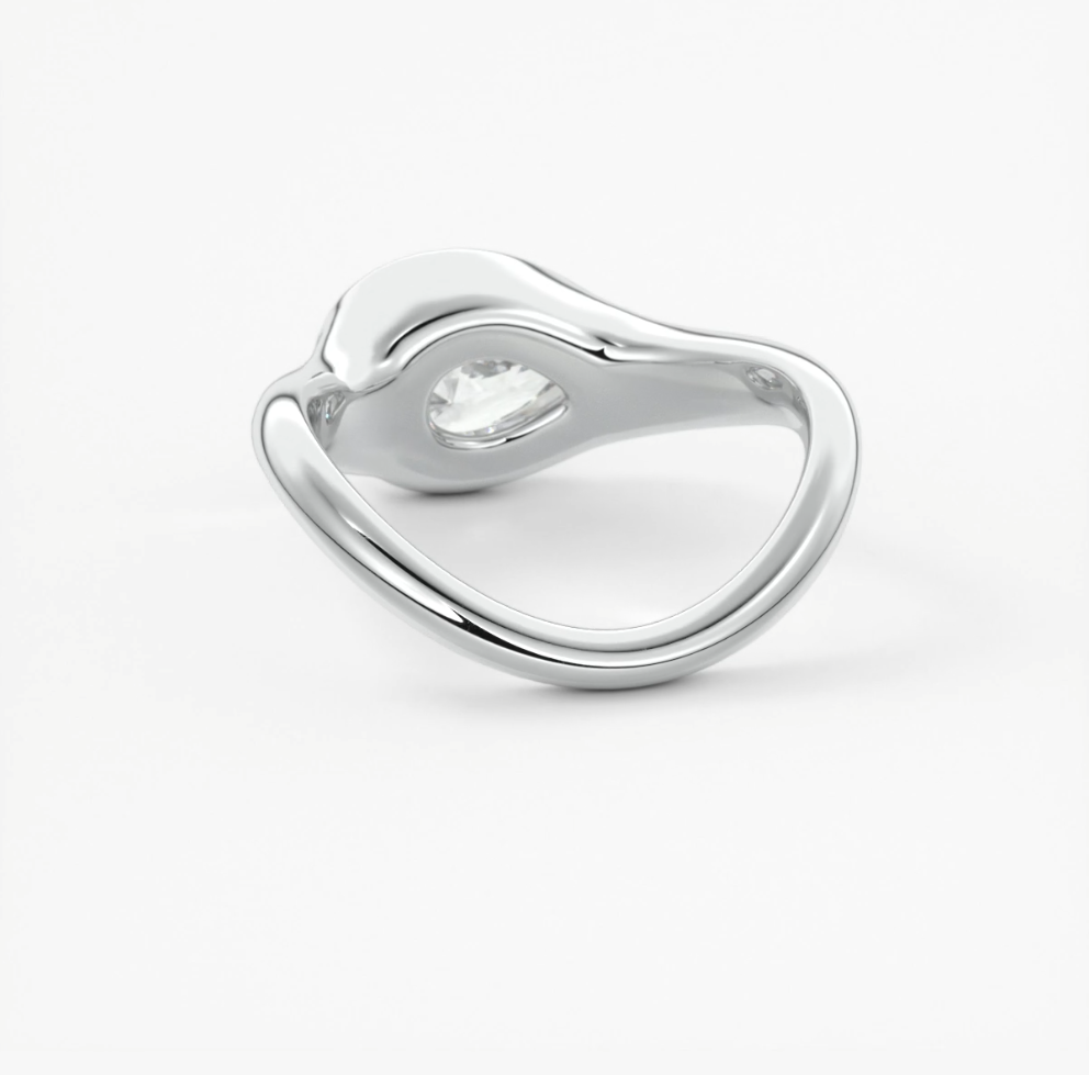 Lyra – east-west half bezel pear engagement ring