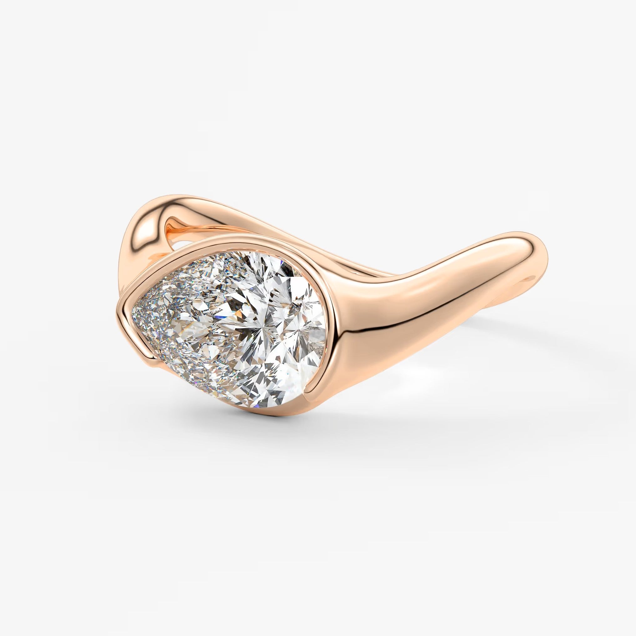 Lyra – east-west half bezel pear engagement ring