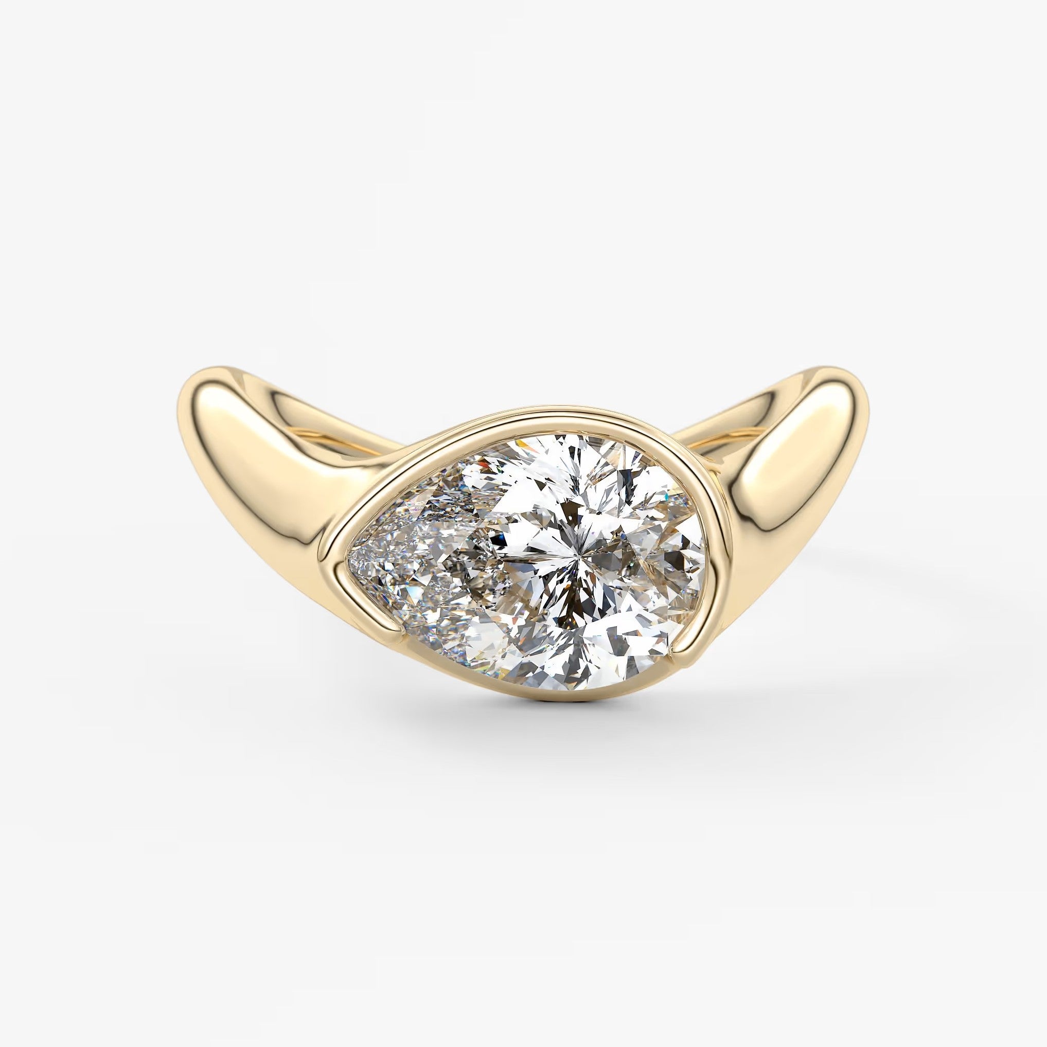 Lyra – east-west half bezel pear engagement ring