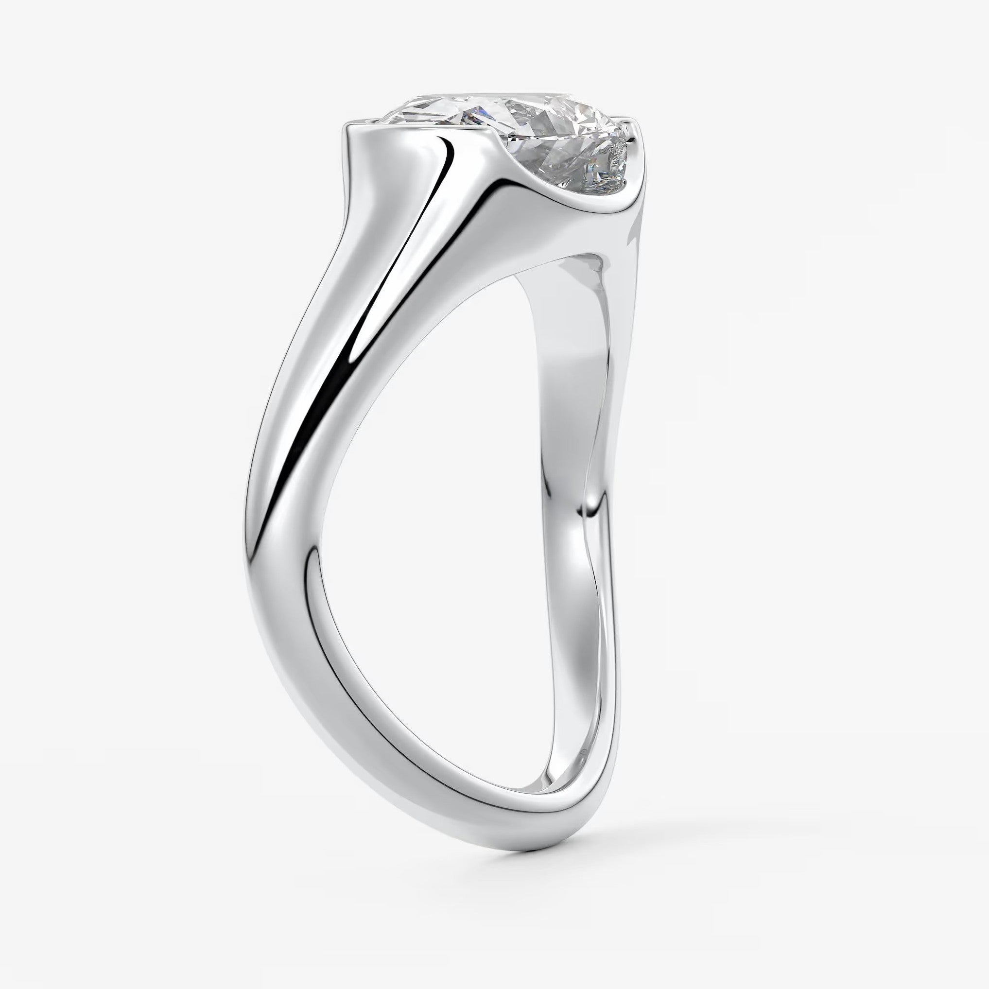 Lyra – east-west half bezel engagement ring