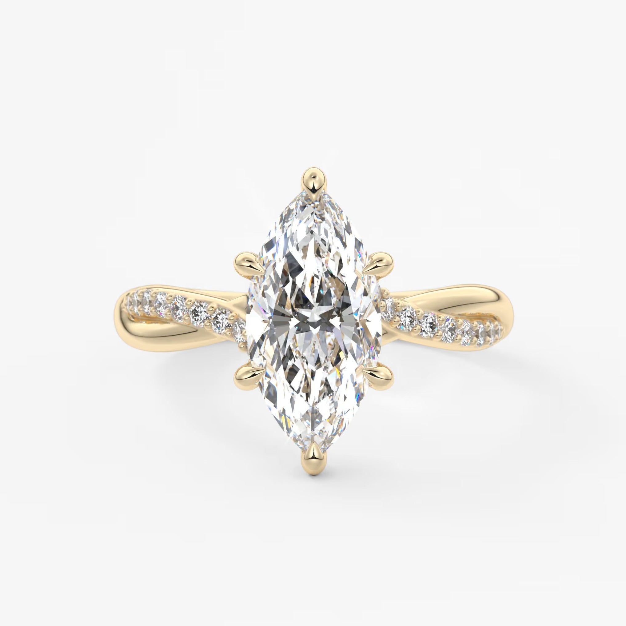 Mirella marquise twisted pavé engagement ring