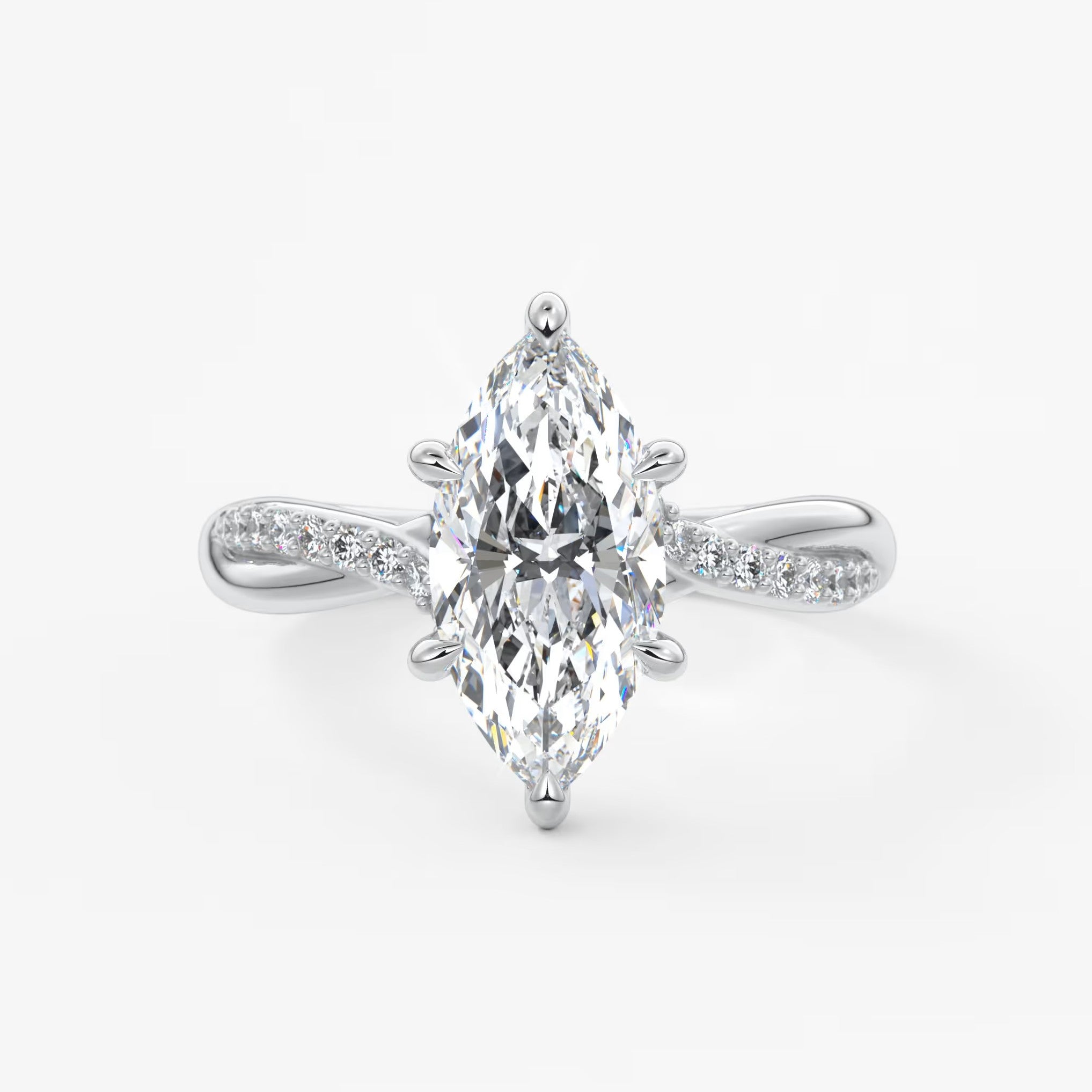 Mirella marquise twisted pavé engagement ring
