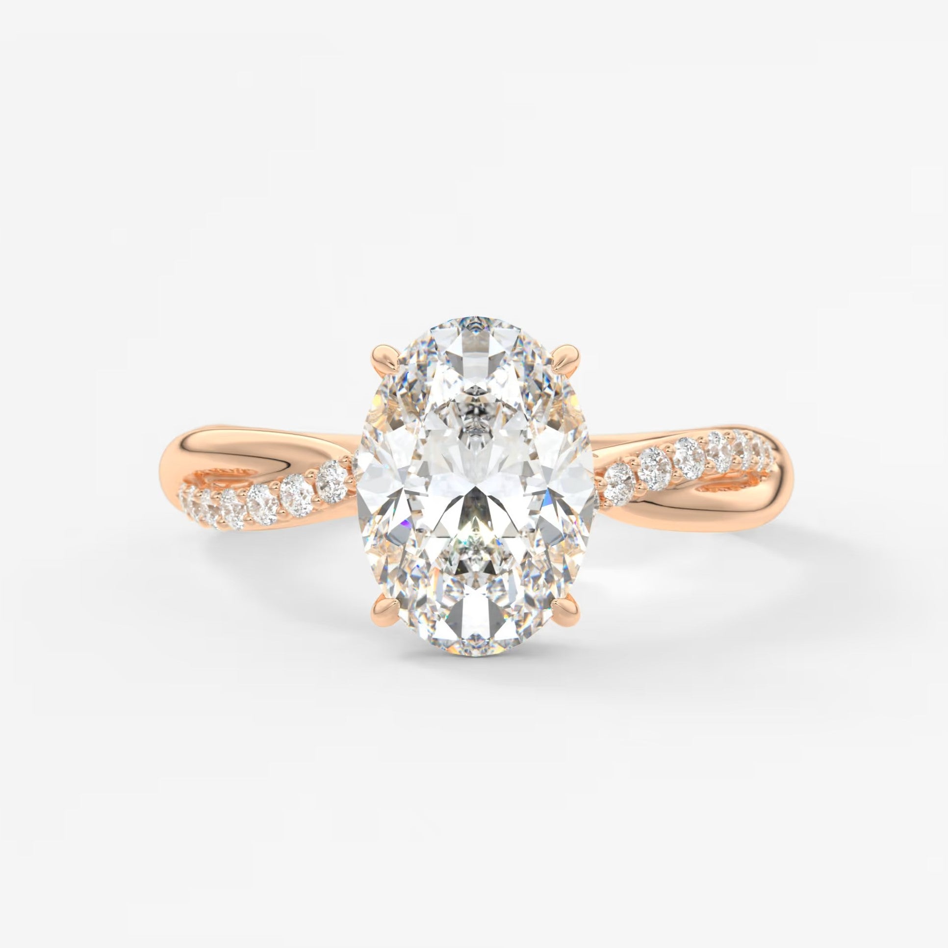 Mirella oval twisted pavé engagement ring