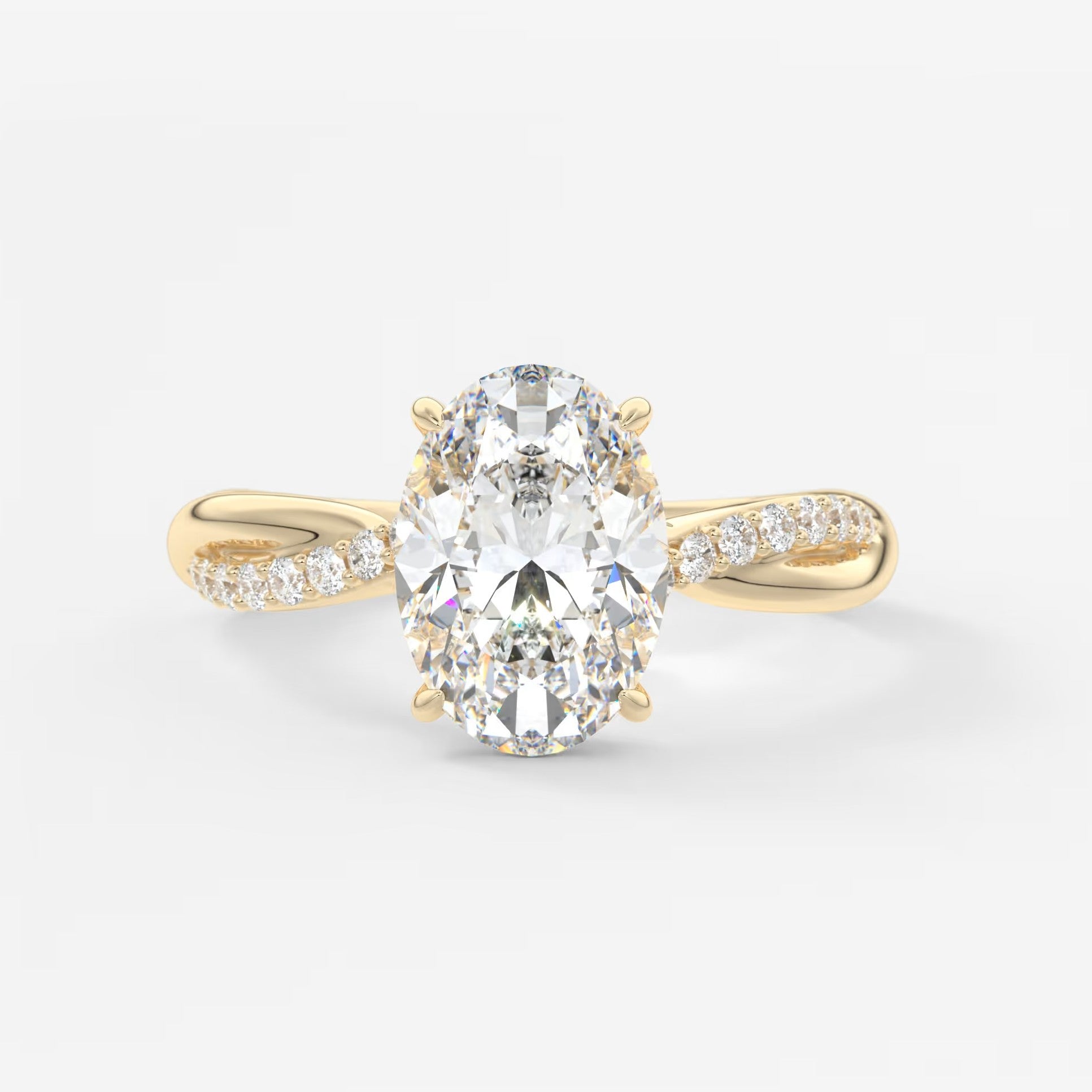 Mirella oval twisted pavé engagement ring