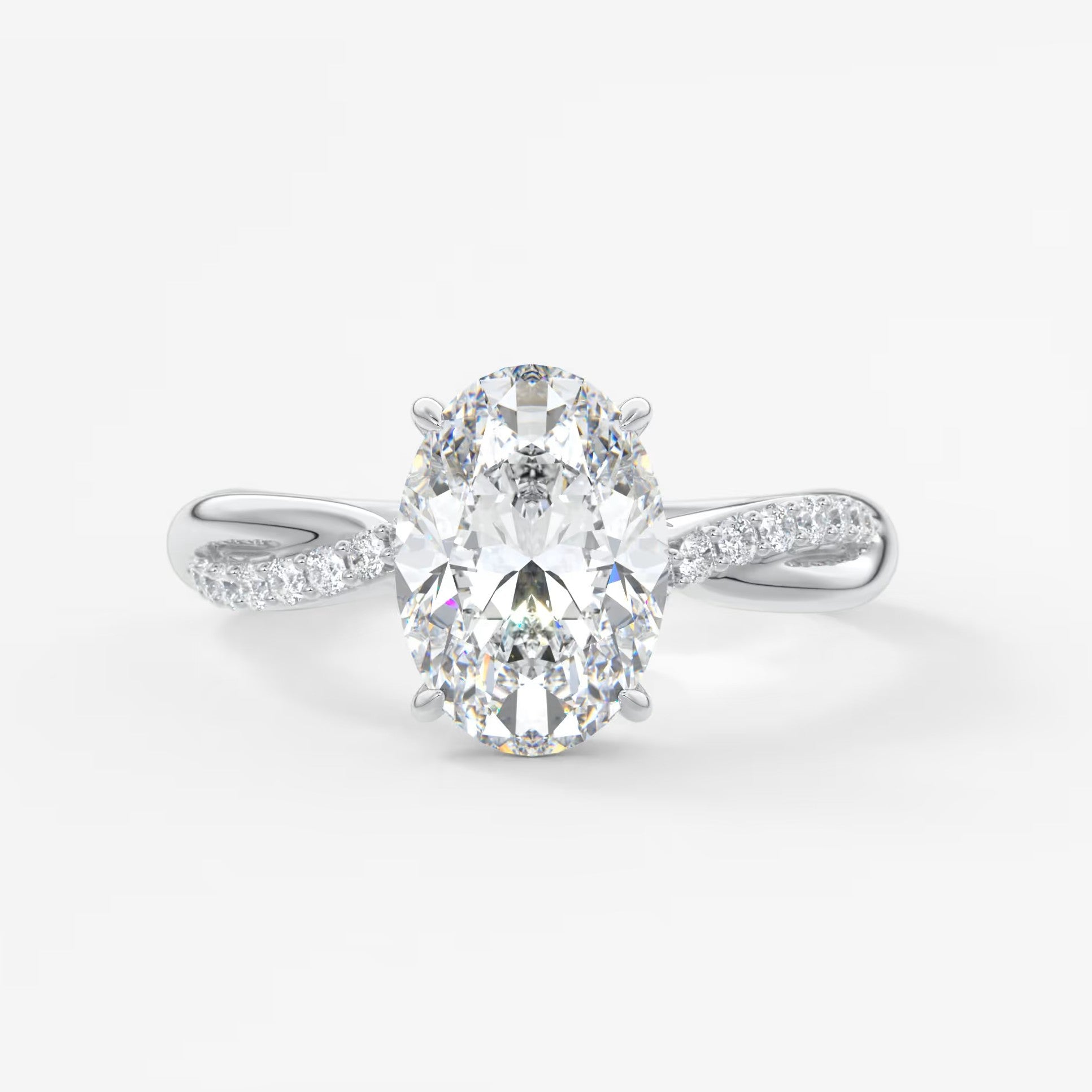 Mirella oval twisted pavé engagement ring