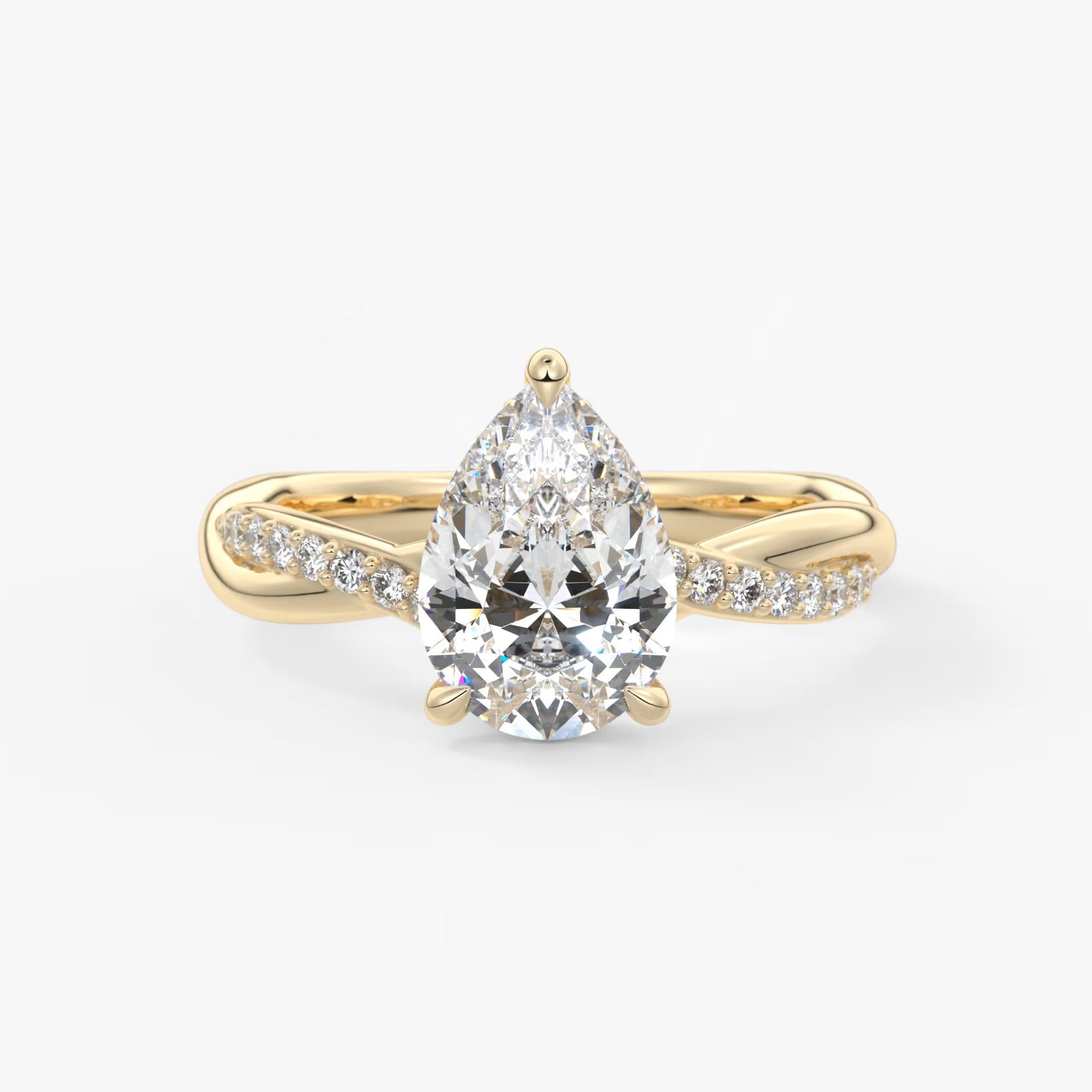 Mirella pear twisted pavé engagement ring