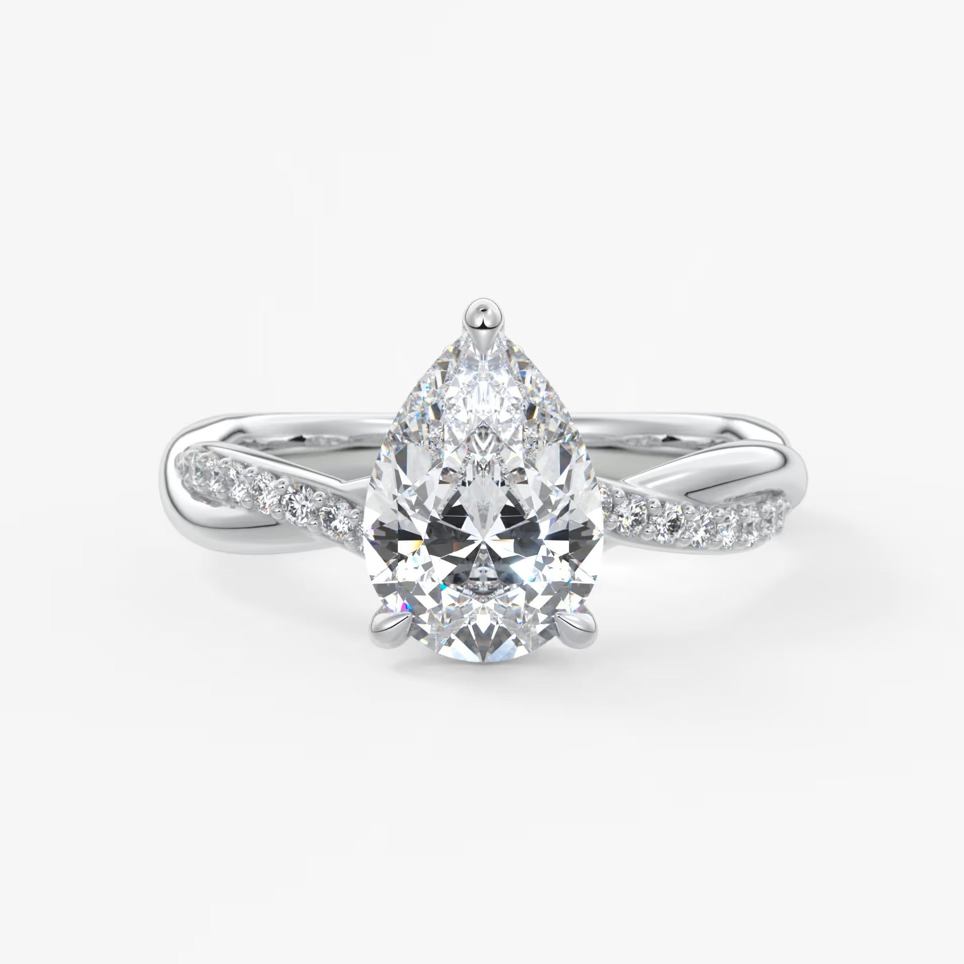 Mirella pear twisted pavé engagement ring