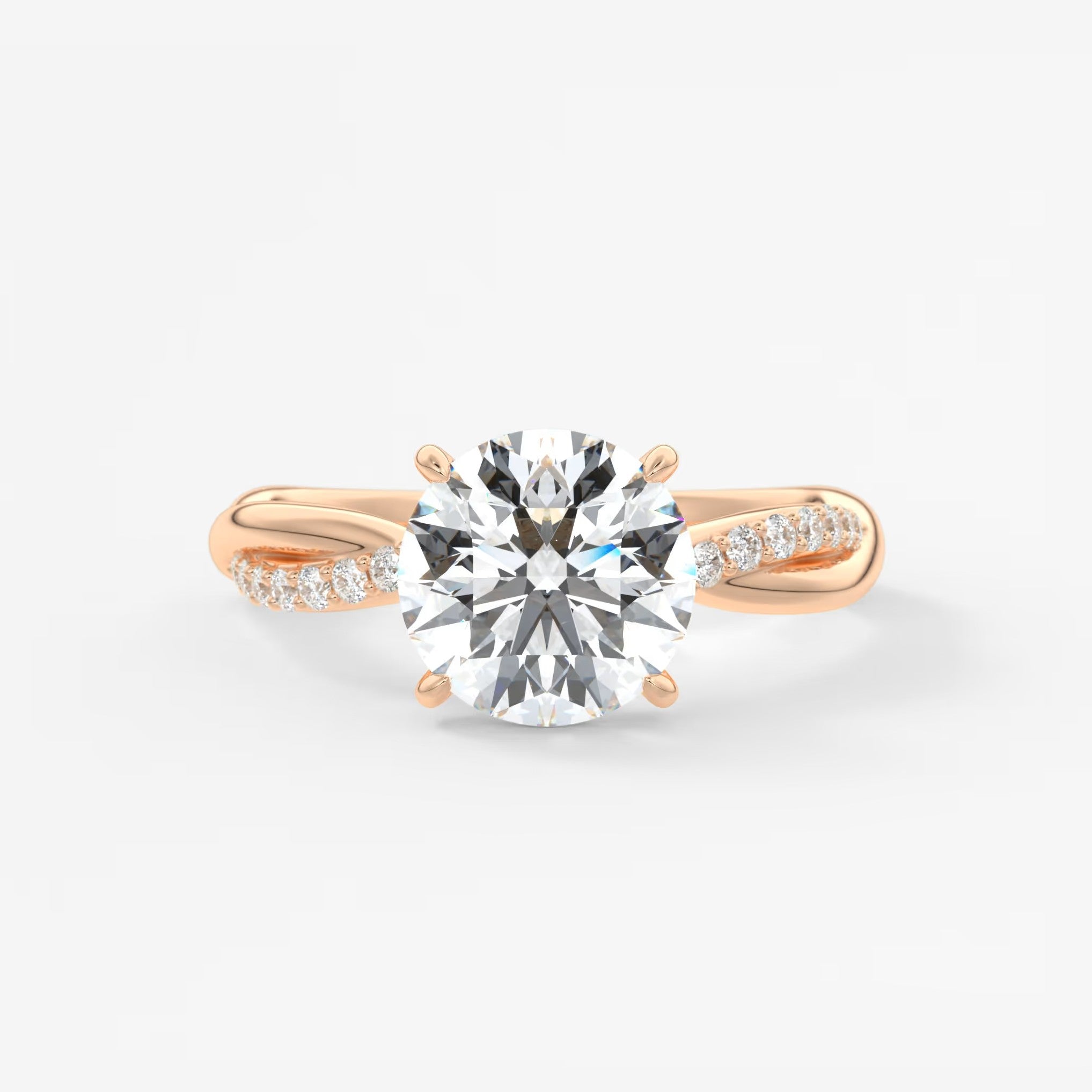 Mirella round twisted pavé engagement ring