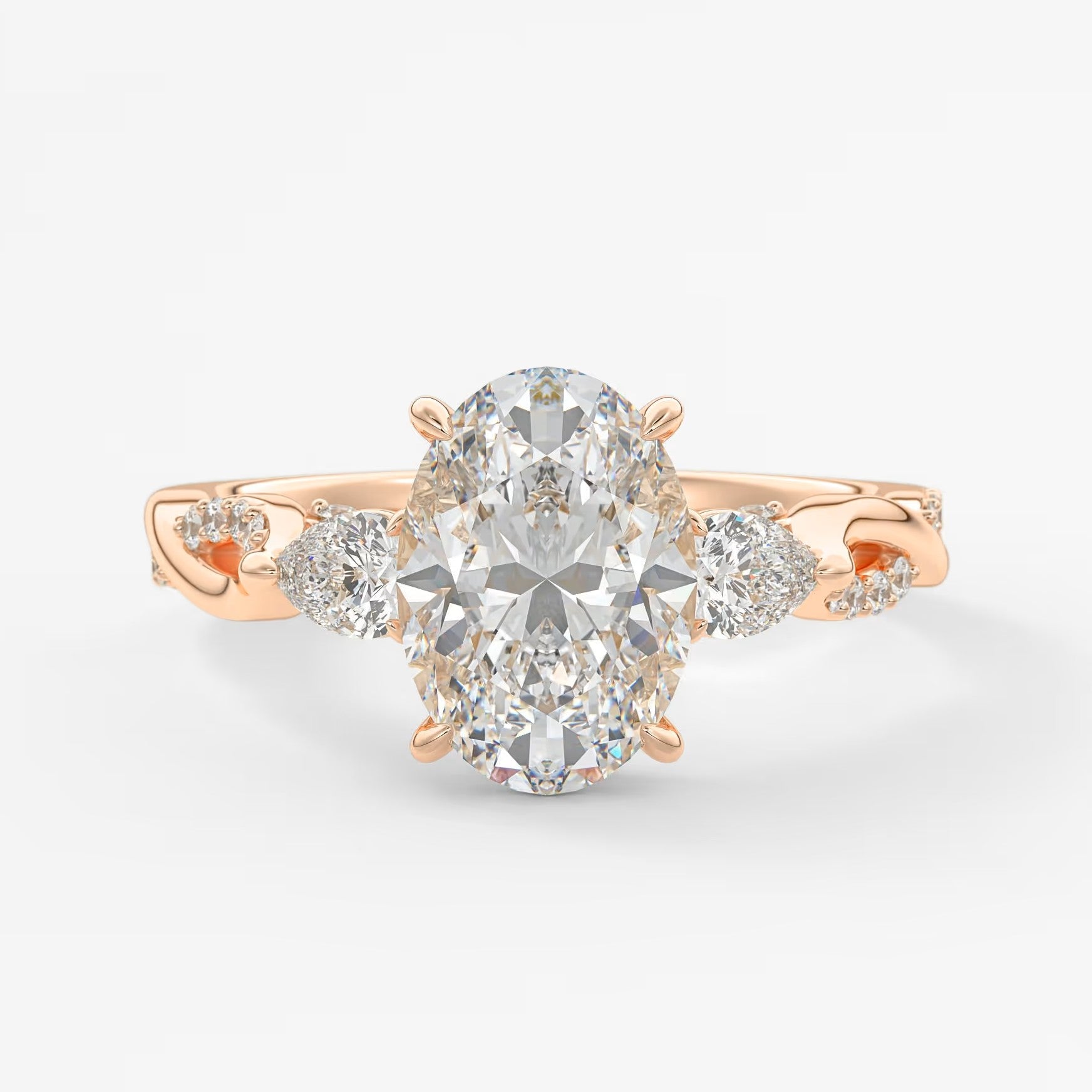 Mirella trilogy oval cathedral engagement ring