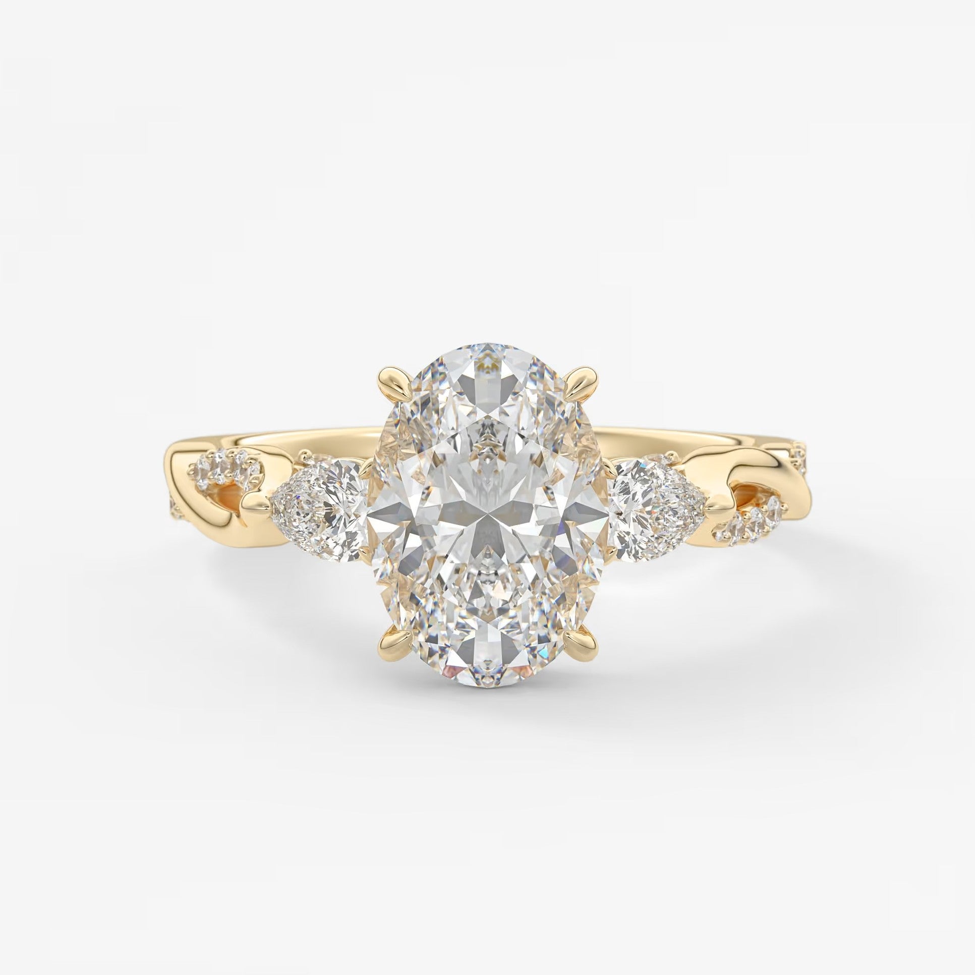 Mirella trilogy oval cathedral engagement ring