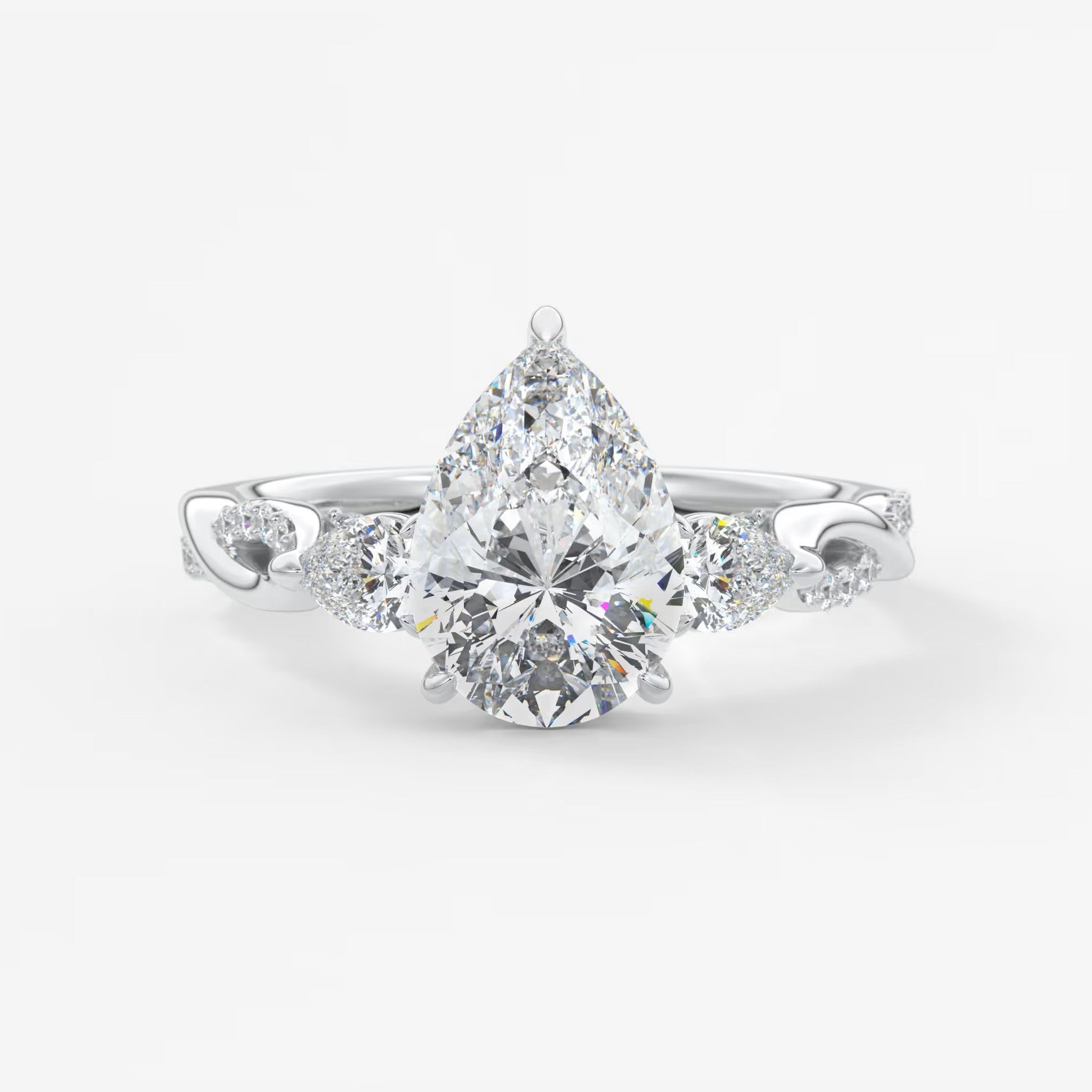 Mirella trilogy pear cathedral engagement ring