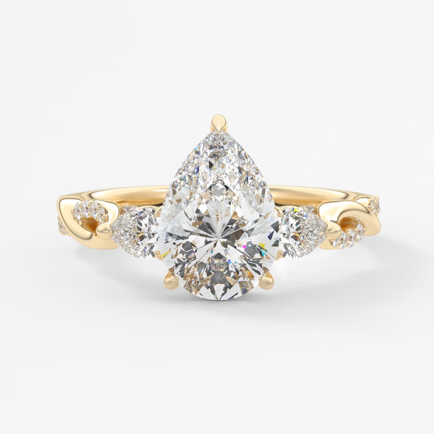 Mirella trilogy pear cathedral engagement ring