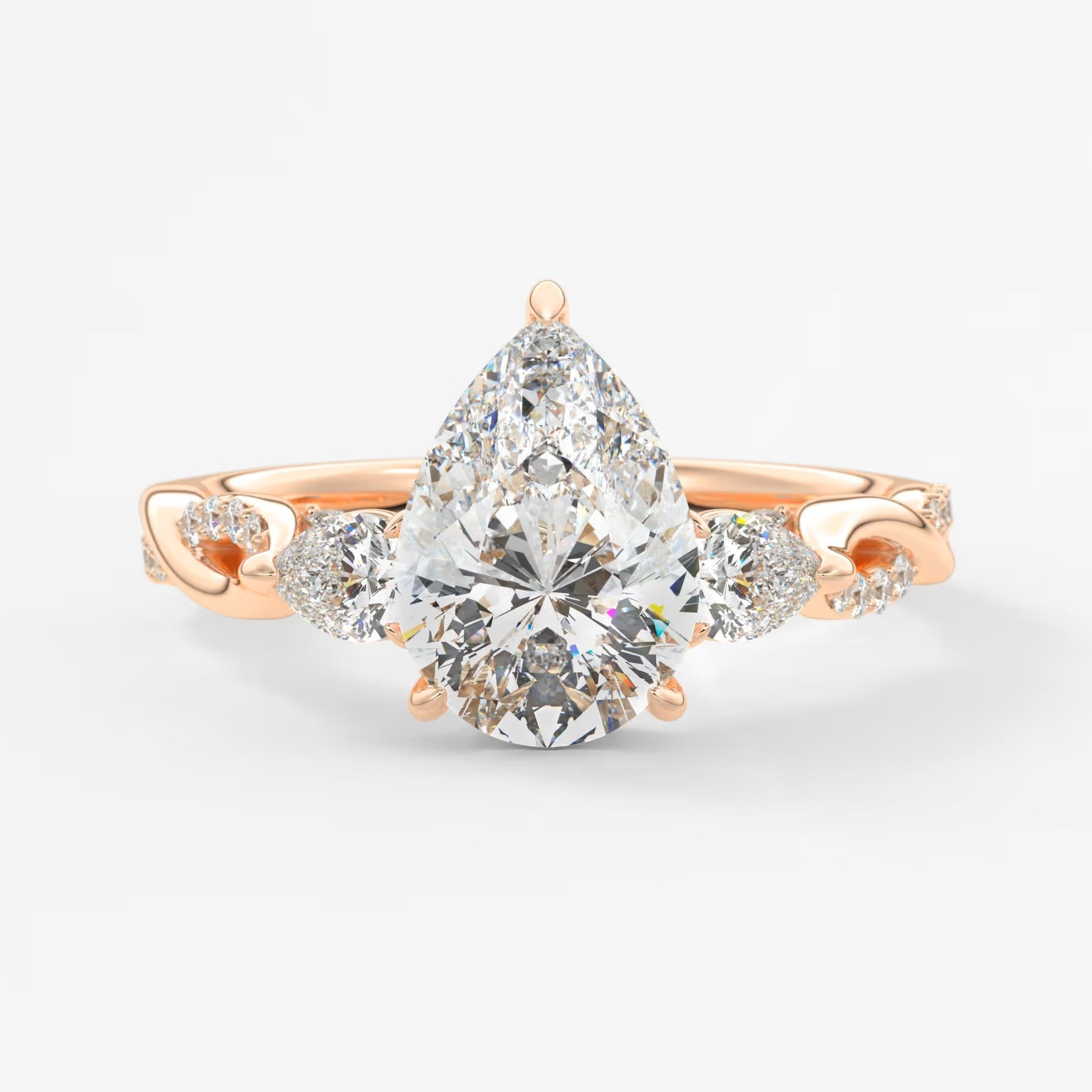 Mirella trilogy pear cathedral engagement ring
