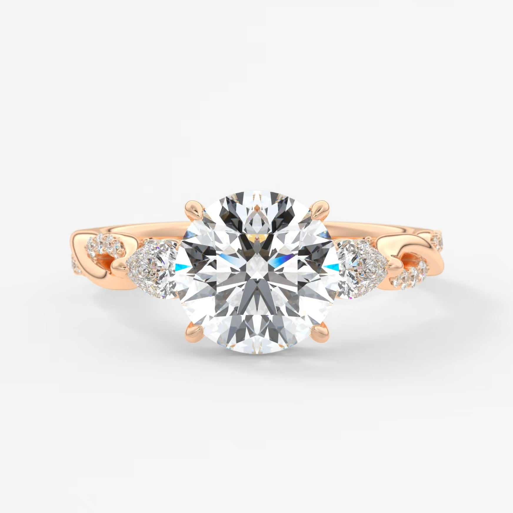 Mirella trilogy round cathedral engagement ring