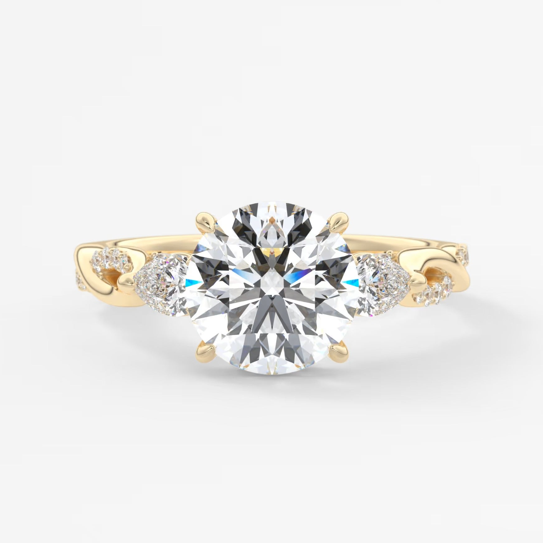 Mirella trilogy round cathedral engagement ring