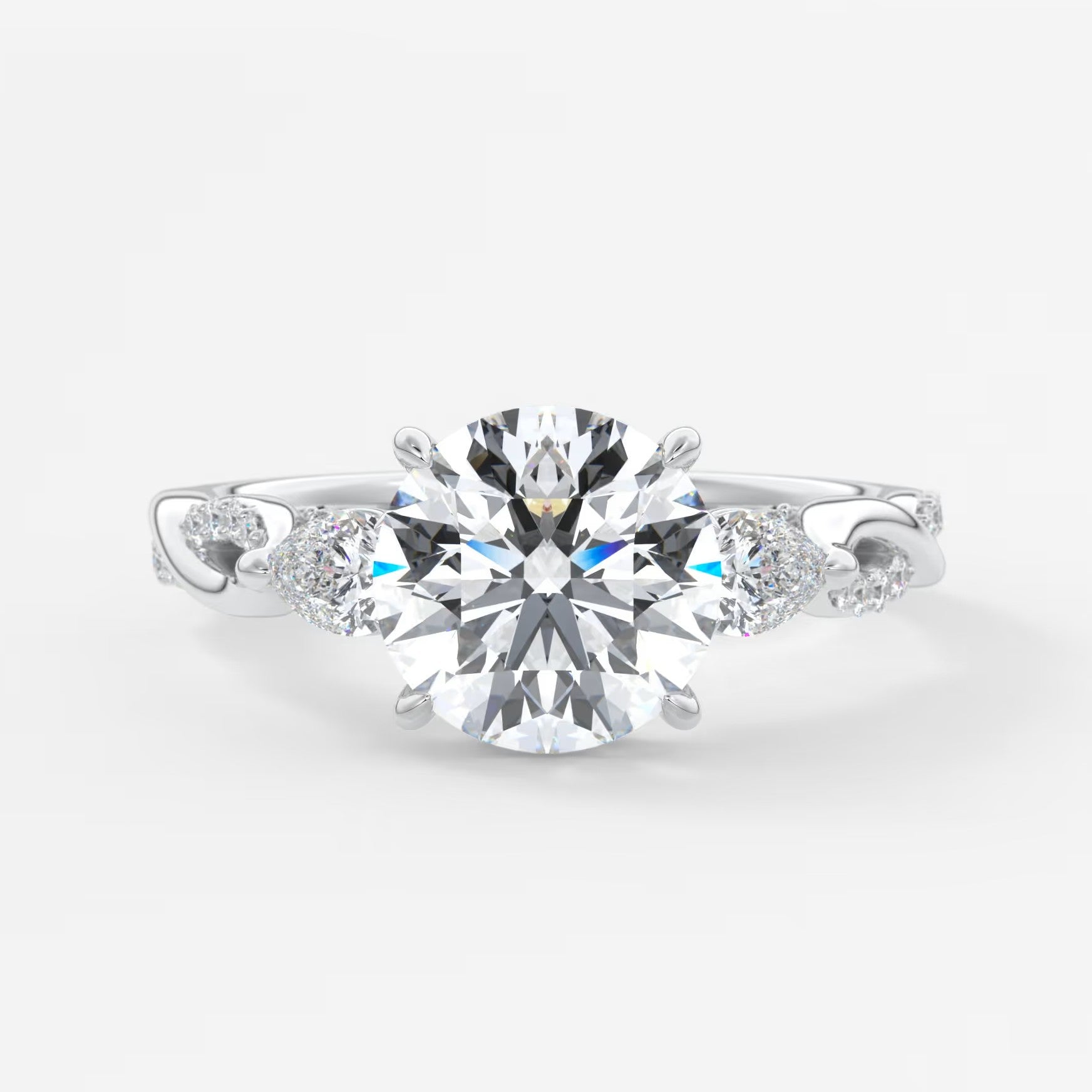 Mirella trilogy round cathedral engagement ring