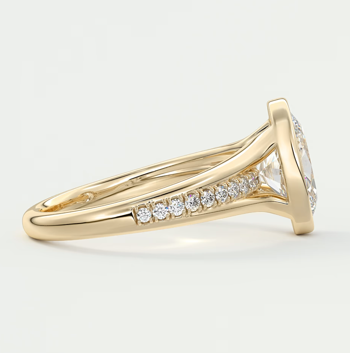 Neriah Oval Bezel Set Split Shank Engagement Ring