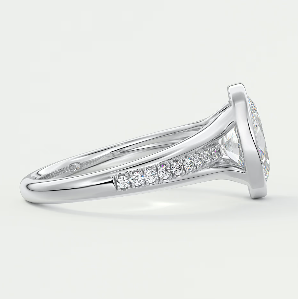 Neriah Oval Bezel Set Split Shank Engagement Ring