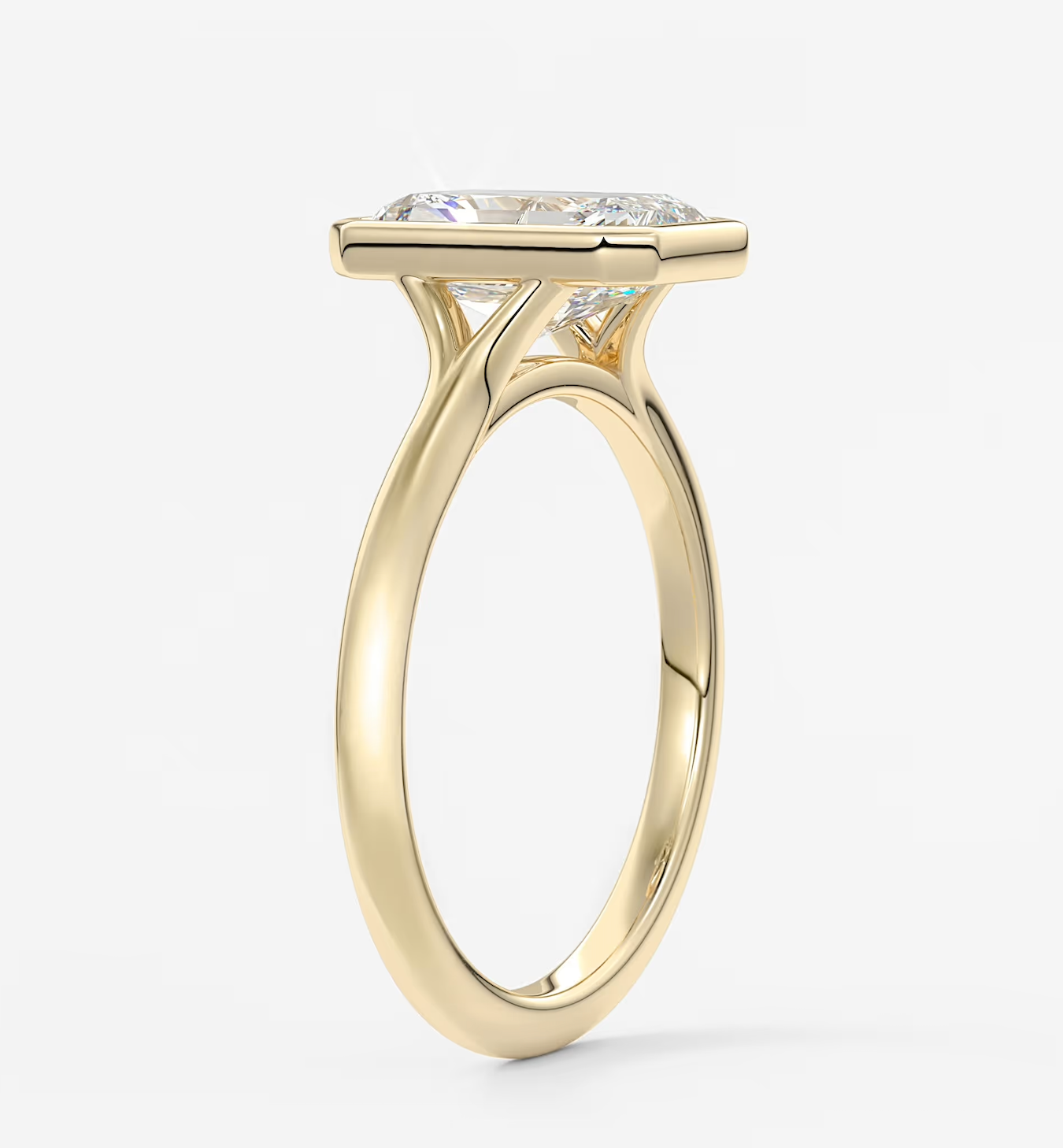 Aeris radiant bezel lab diamond engagement ring – 3.07ct d vvs1 | 18k yellow gold