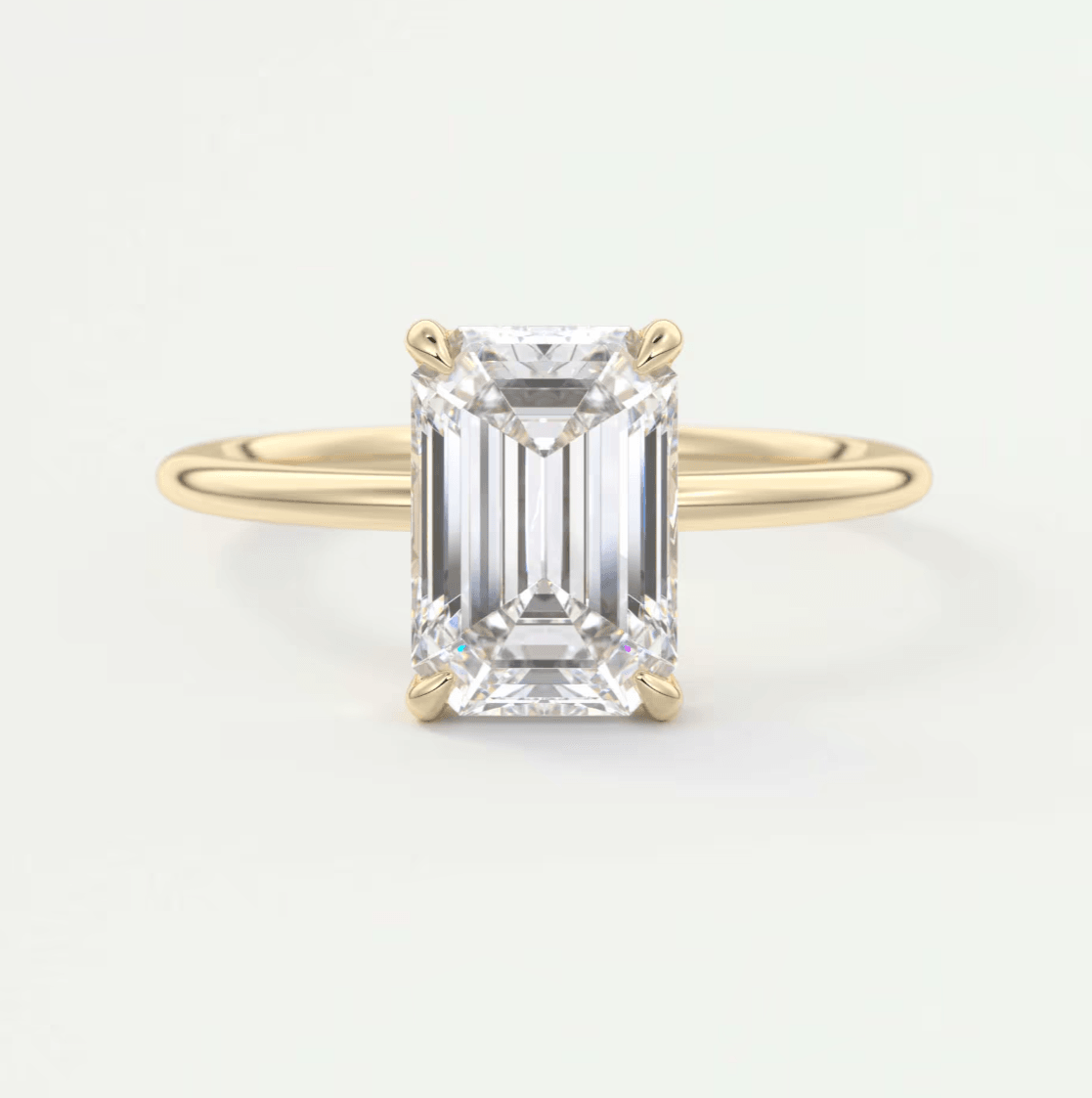 Luna Emerald Solitaire Ring – Lab Diamond or Moissanite