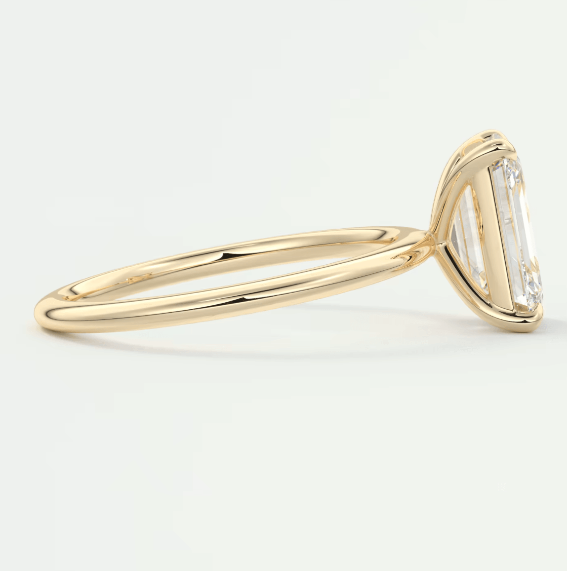 Luna Emerald Solitaire Ring – Lab Diamond or Moissanite