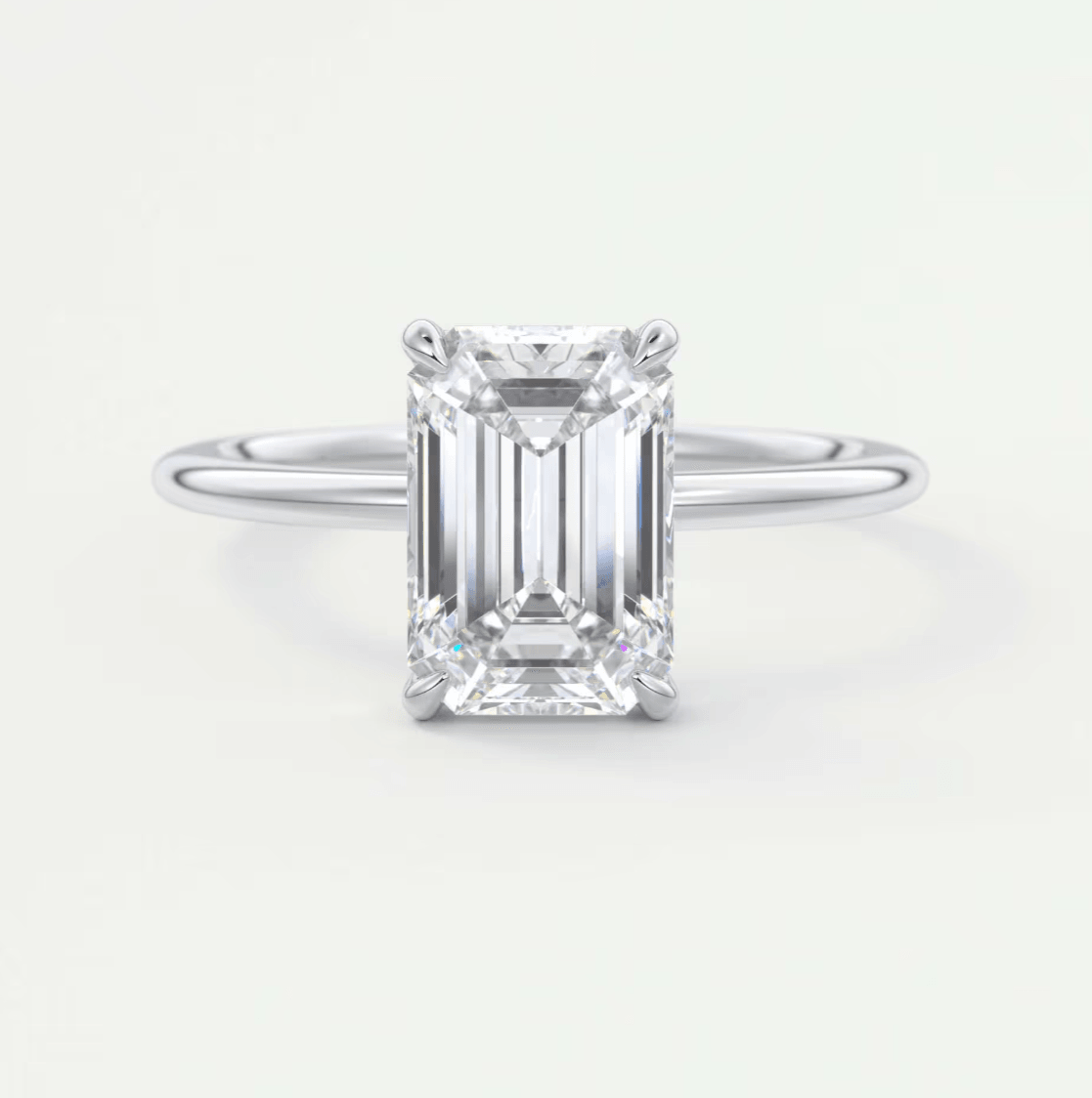 Luna Emerald Solitaire Ring – Lab Diamond or Moissanite