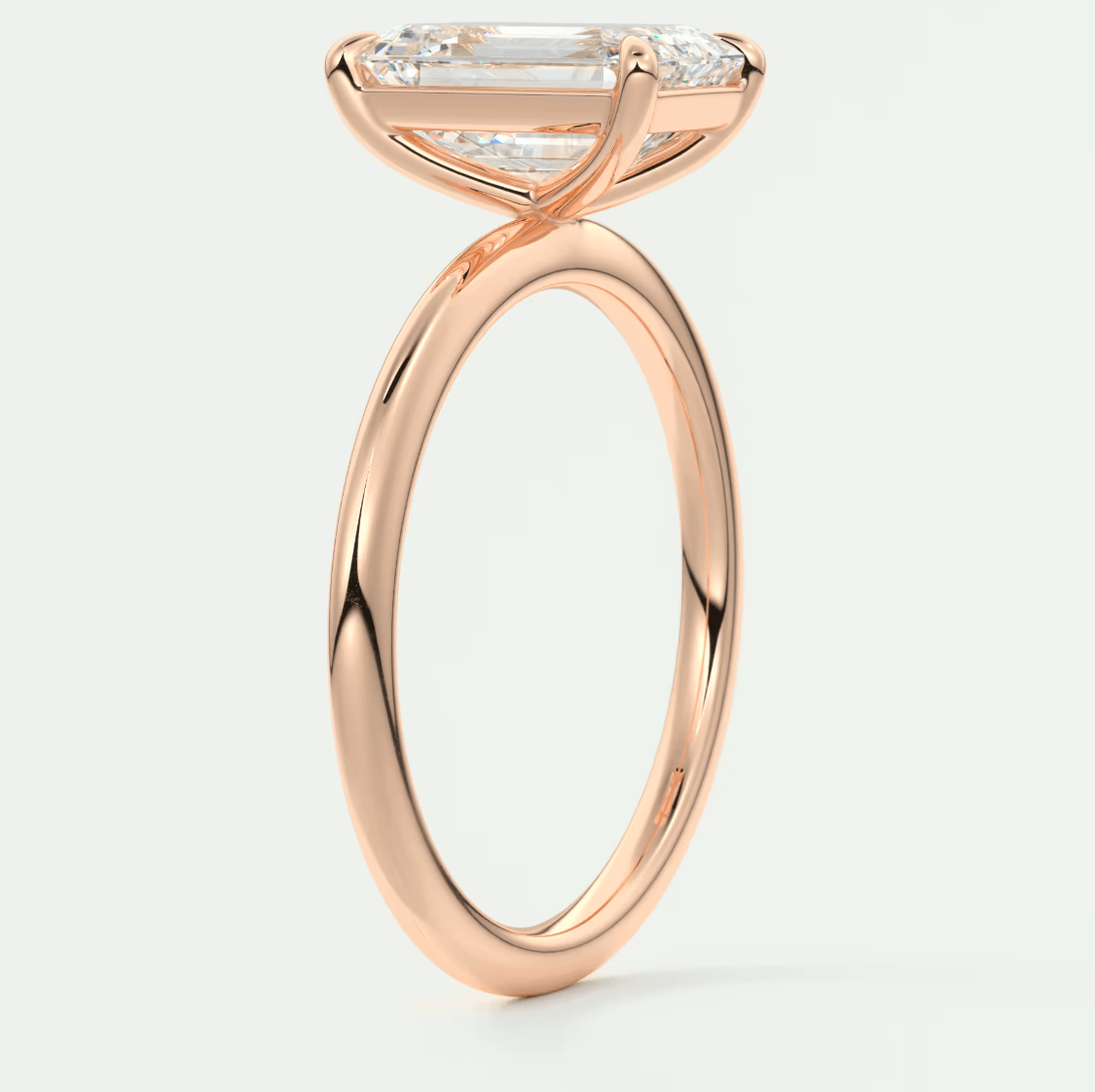 Luna Emerald Solitaire Ring – Lab Diamond or Moissanite