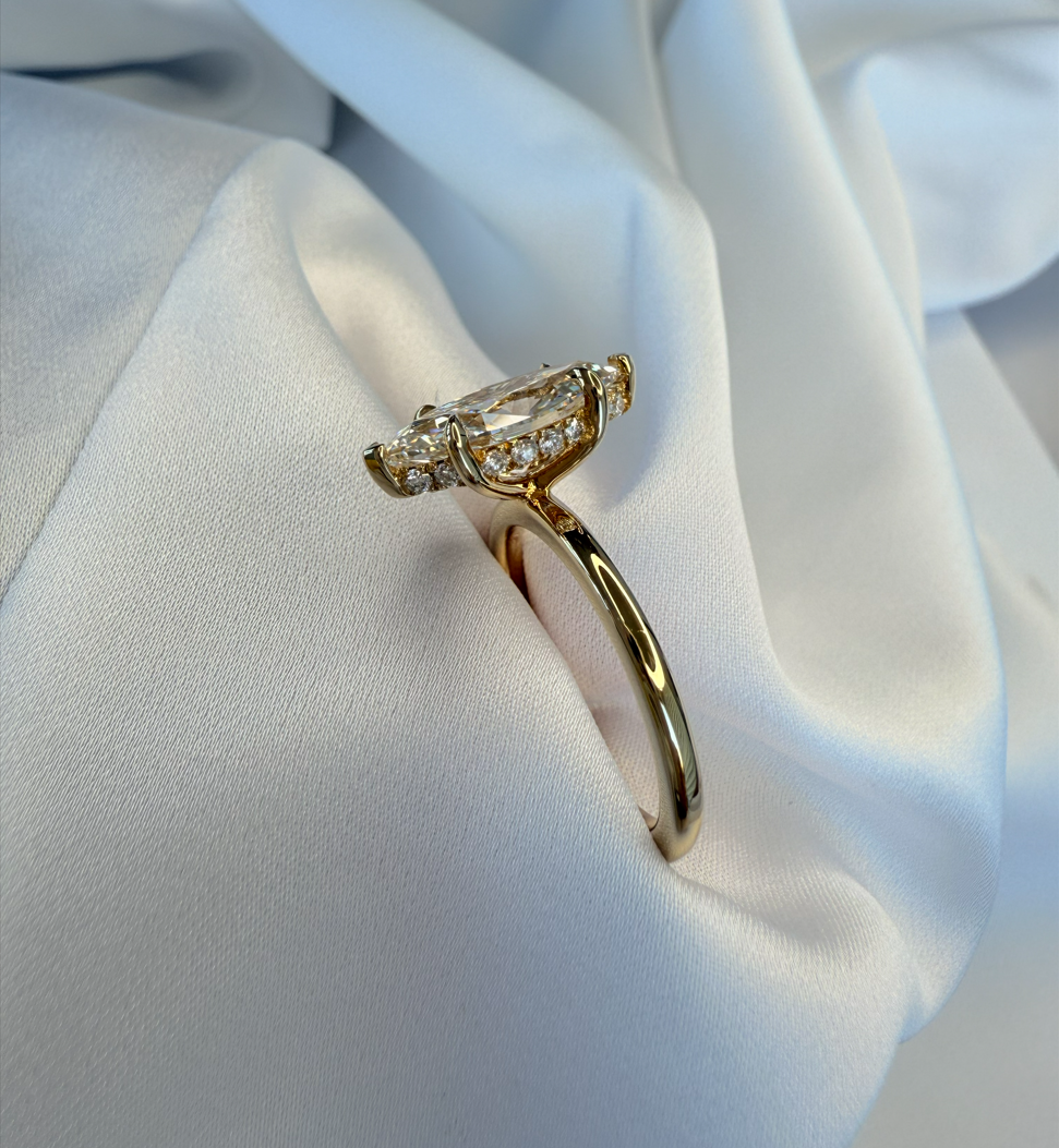 Celestia Marquise Hidden Halo Lab Diamond Engagement Ring – 3.05ct E VVS2
