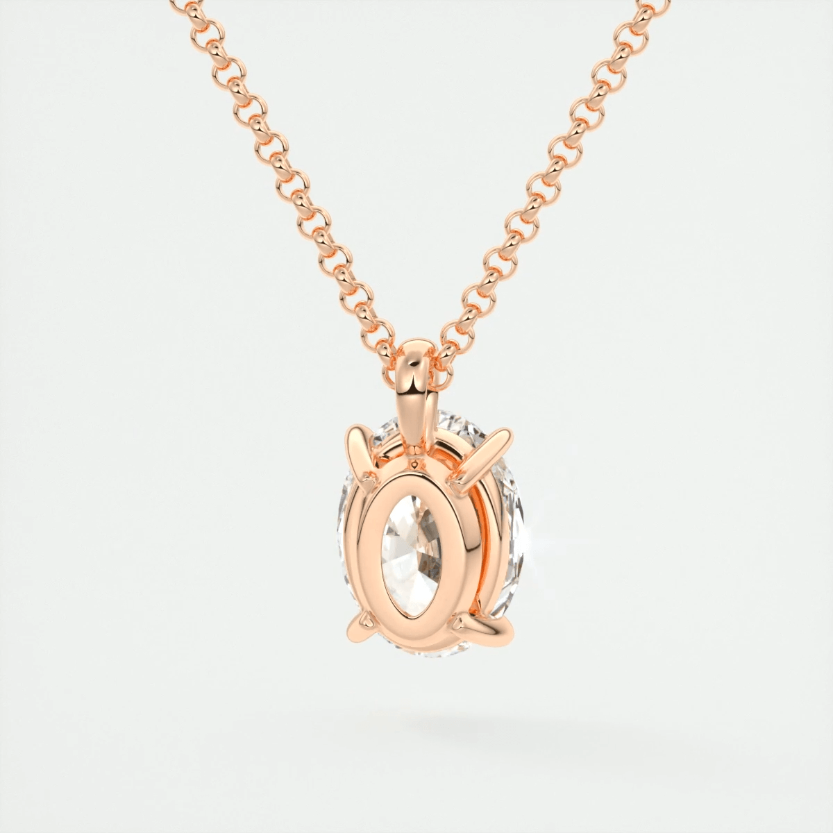 Seraphina Oval Prong Set Pendant Necklace – Lab-Grown Diamond or Moissanite