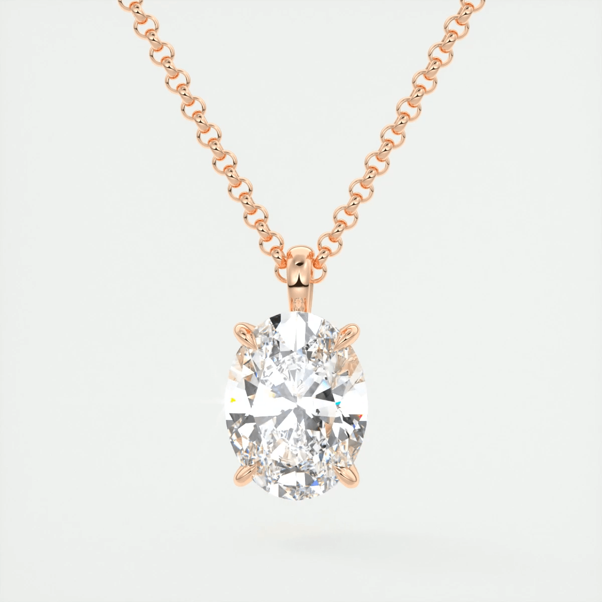 Seraphina Oval Prong Set Pendant Necklace – Lab-Grown Diamond or Moissanite